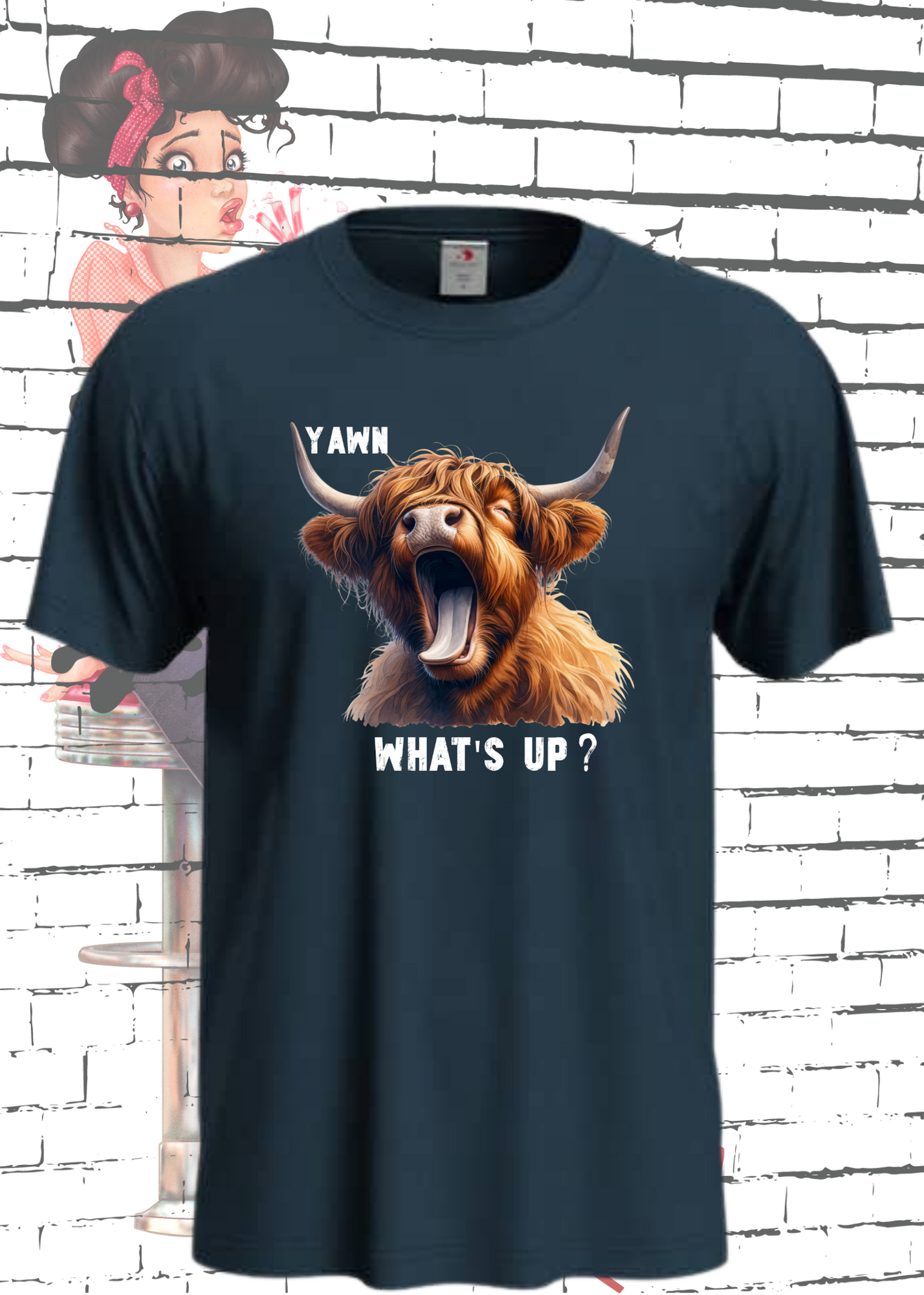 ๐ Highland Kuh T-Shirt ๐ด 'Yawn, what's up?' - Fรผr Professionelle Faulpelze ๐