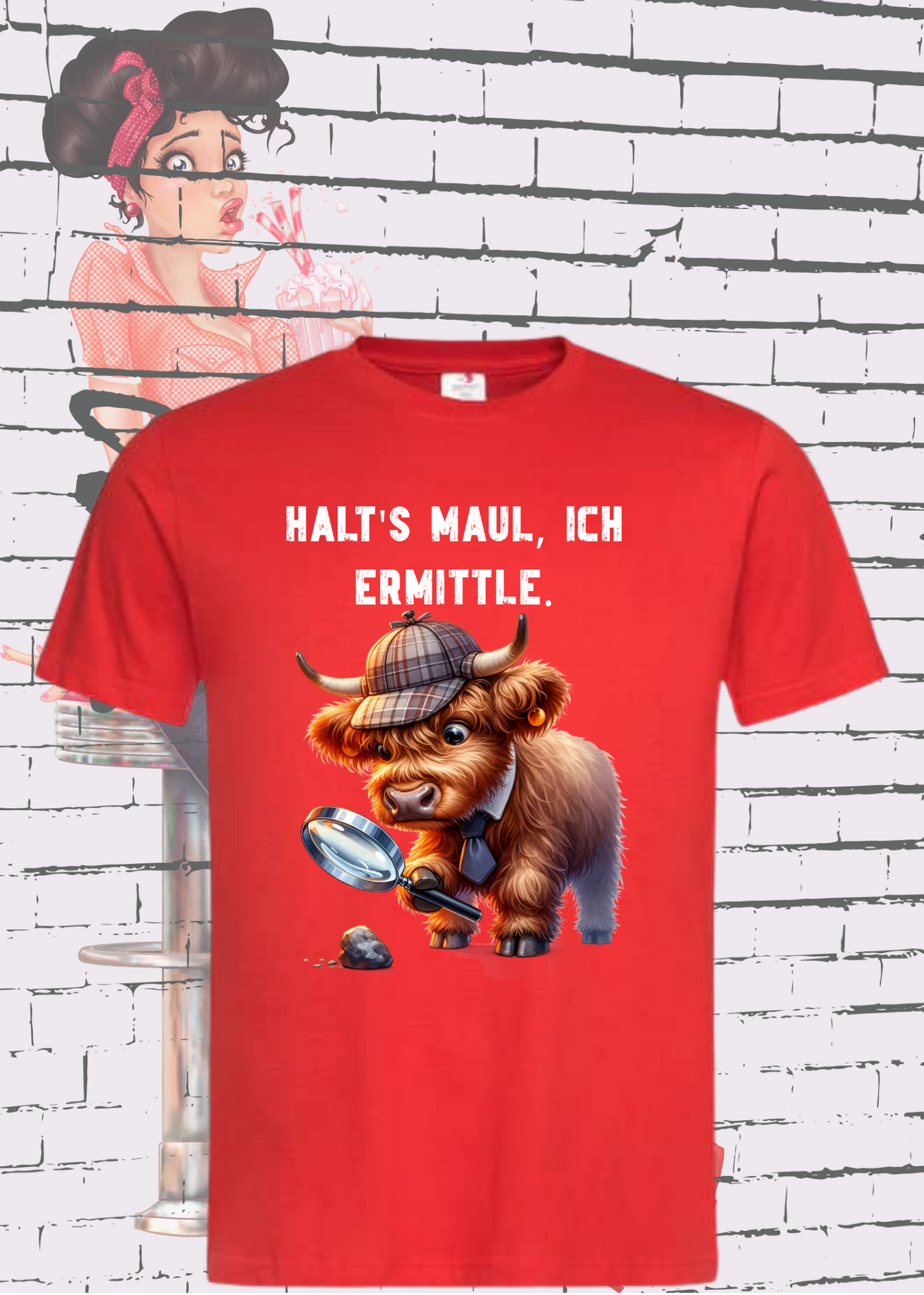 🐄 Highland Kuh Unisex T-Shirt - Haltś maul, ich ermittle! | Lustiges Detektiv-Shirt
