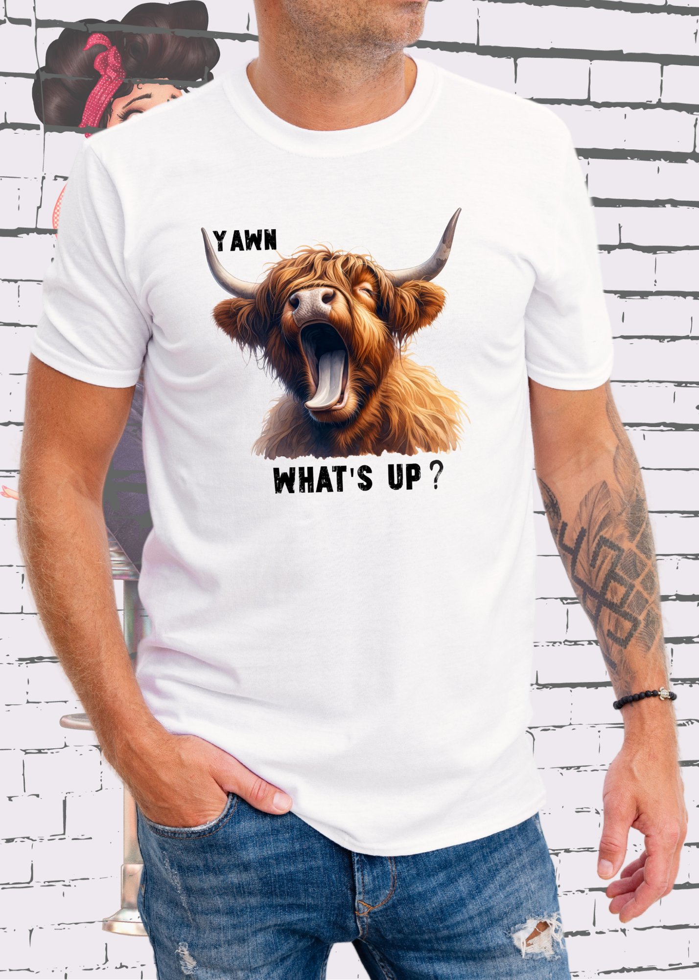 ๐ Highland Kuh T-Shirt ๐ด 'Yawn, what's up?' - Fรผr Professionelle Faulpelze ๐