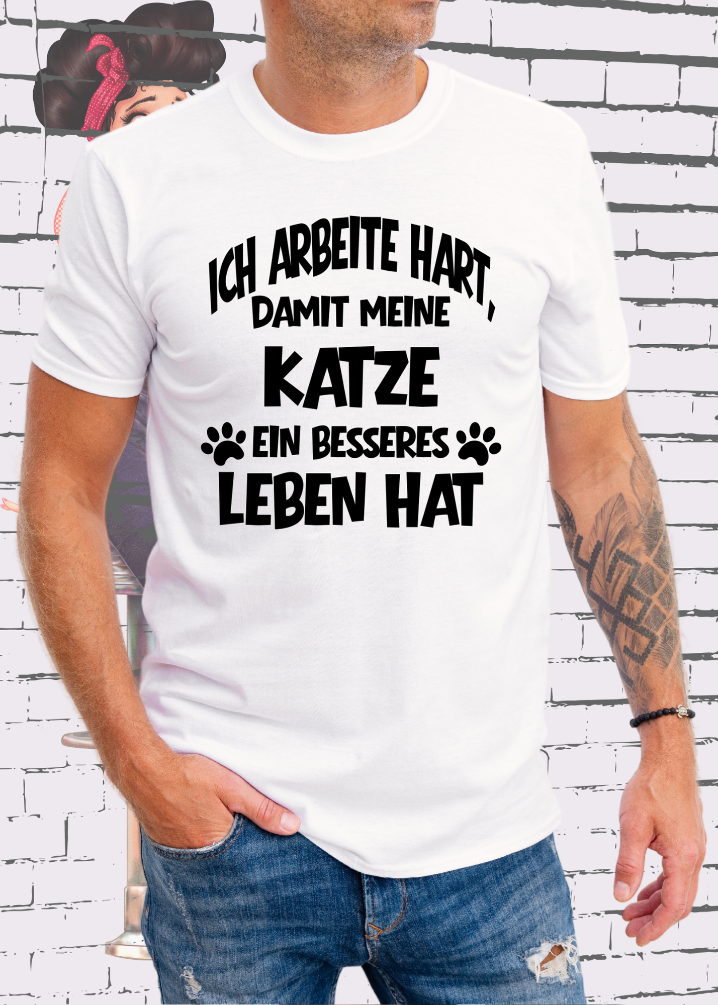 😻 Unisex T-Shirt: Ich arbeite hart, damit meine Katze ein besseres Leben hat 🐱💼