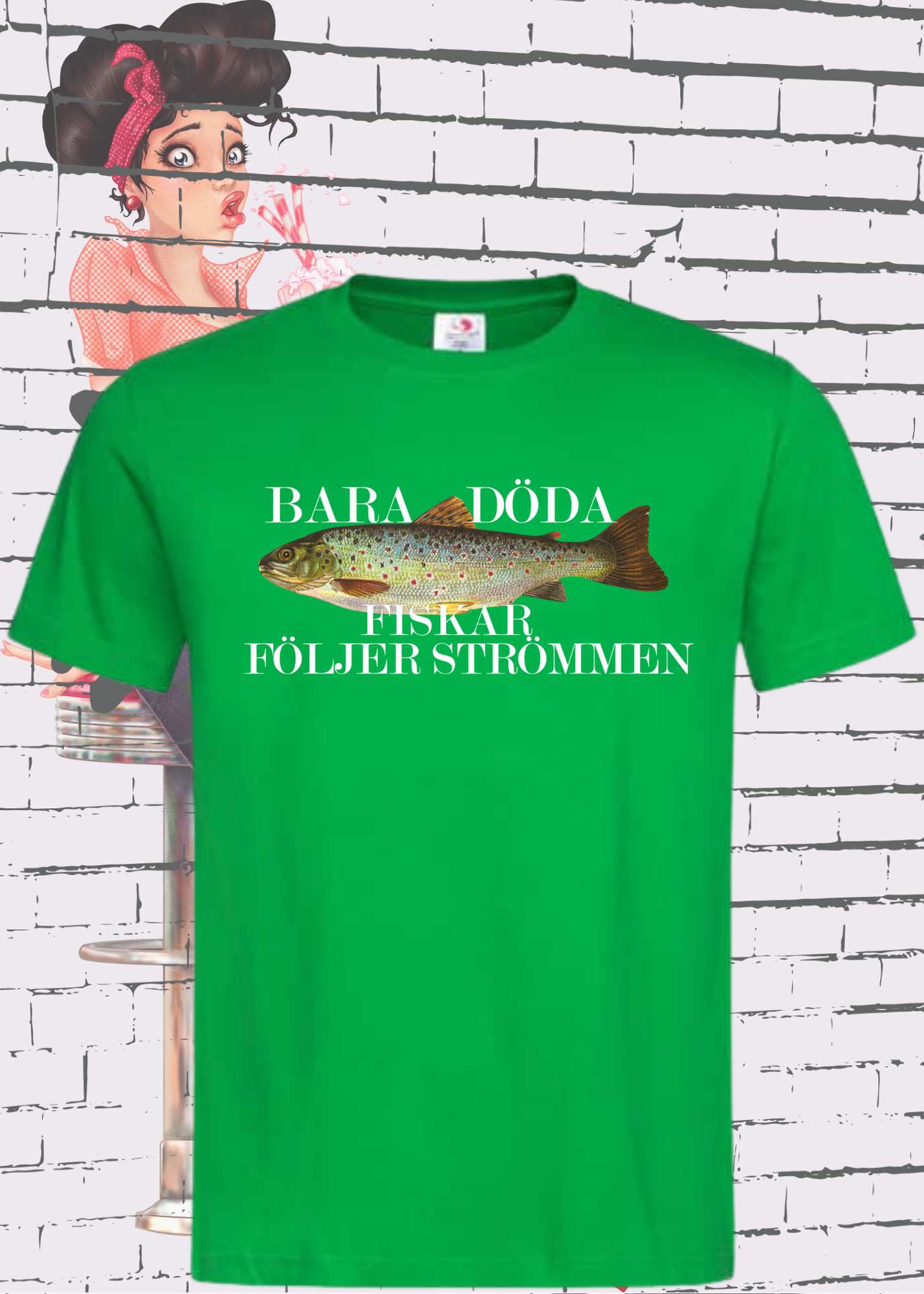 🐟 T-Shirt 'Bara Döda Fiskar Följer Strömmen' - Schwedischer Spruch Geschenk Unisex