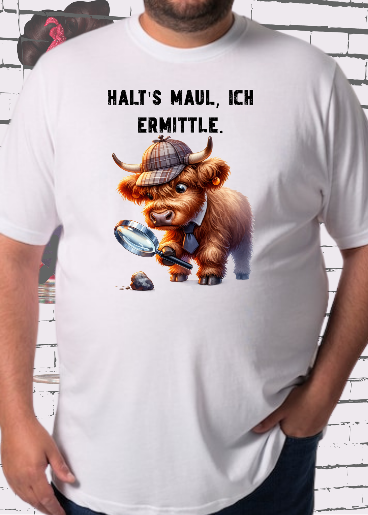 🐄 Highland Kuh Unisex T-Shirt - Haltś maul, ich ermittle! | Lustiges Detektiv-Shirt