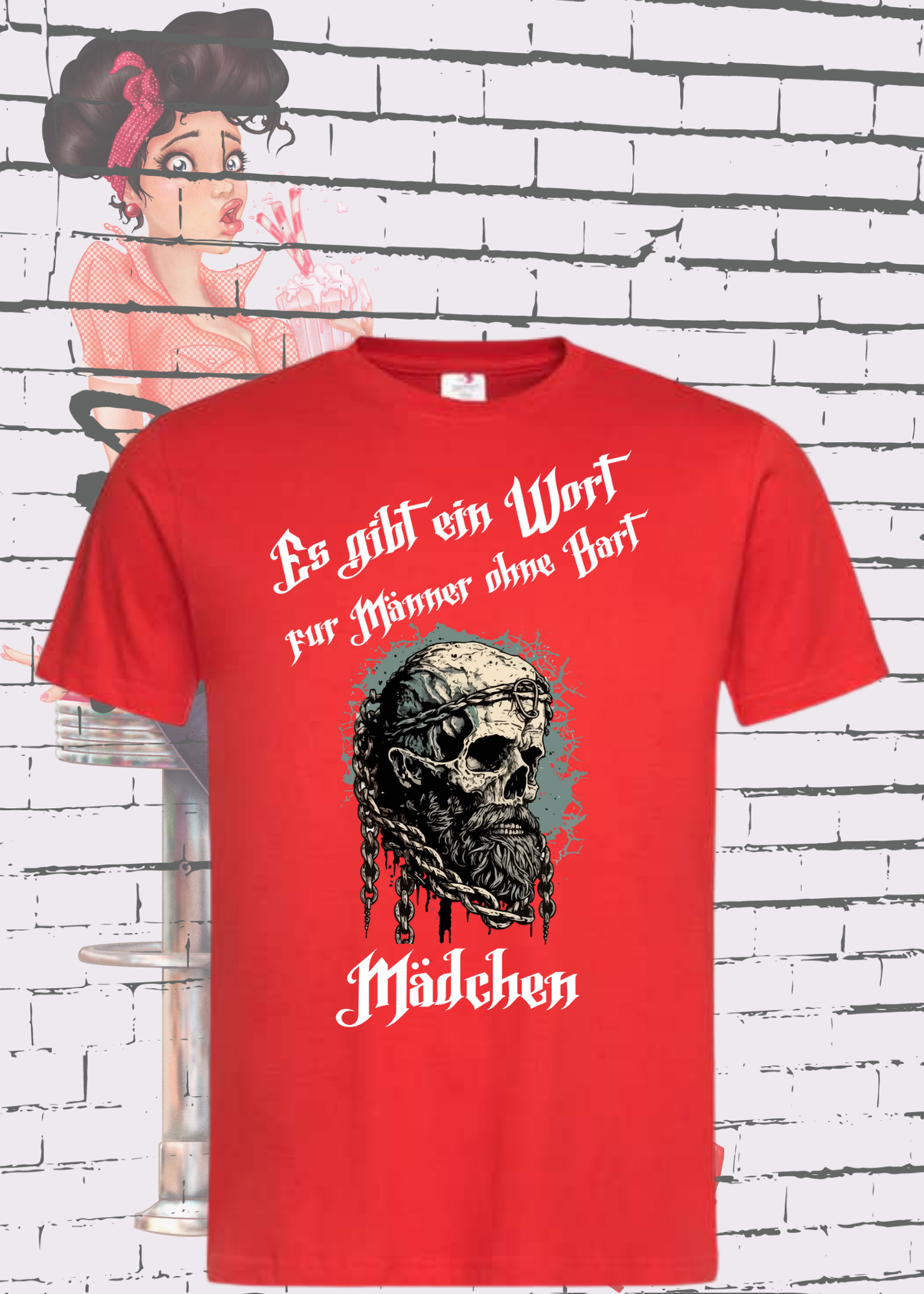 🚧 Herren T-Shirt: Es gibt einen Namen für Männer ohne Bart - Mädchen! ⚔️ Vikinger Edition 👑