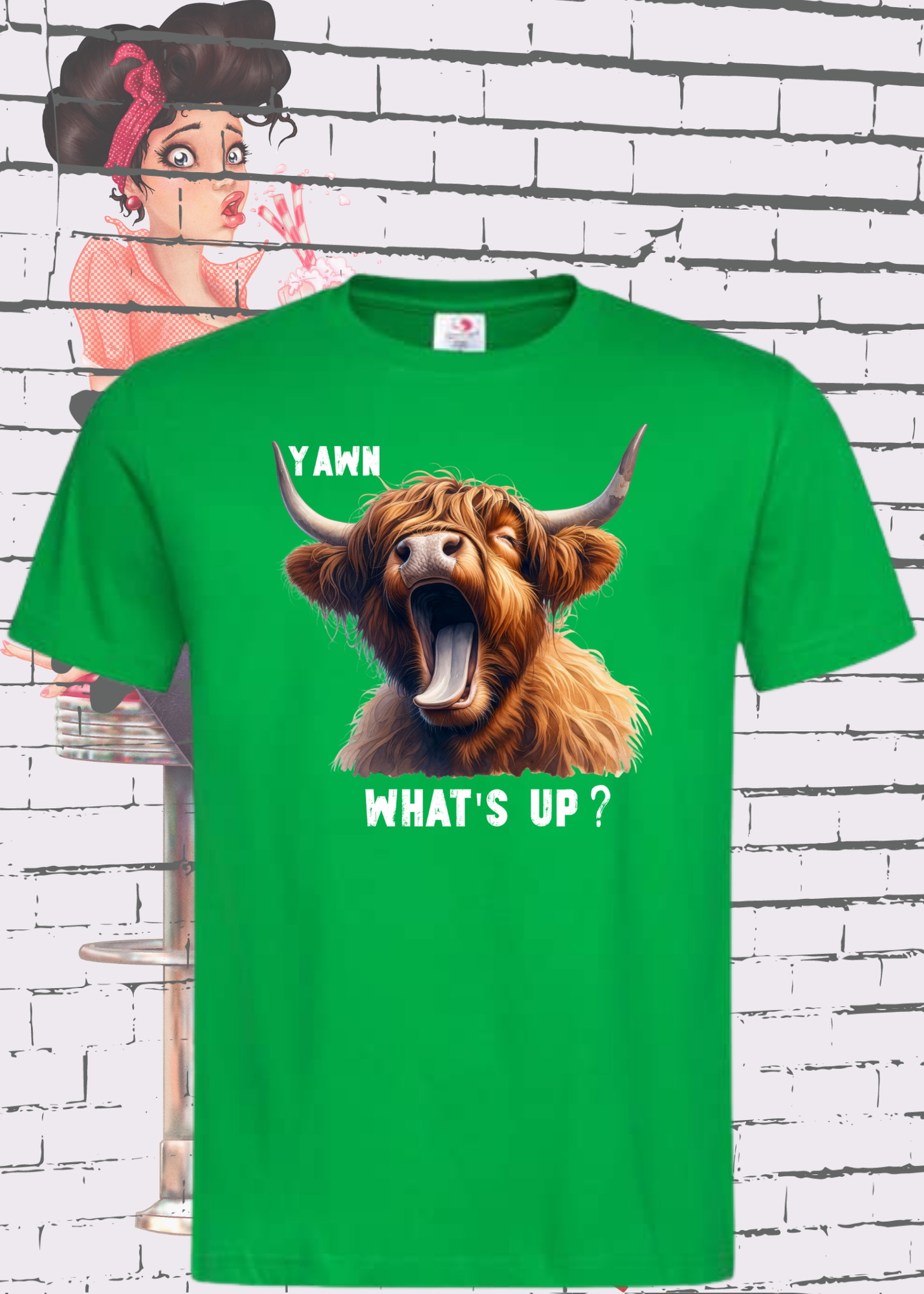๐ Highland Kuh T-Shirt ๐ด 'Yawn, what's up?' - Fรผr Professionelle Faulpelze ๐