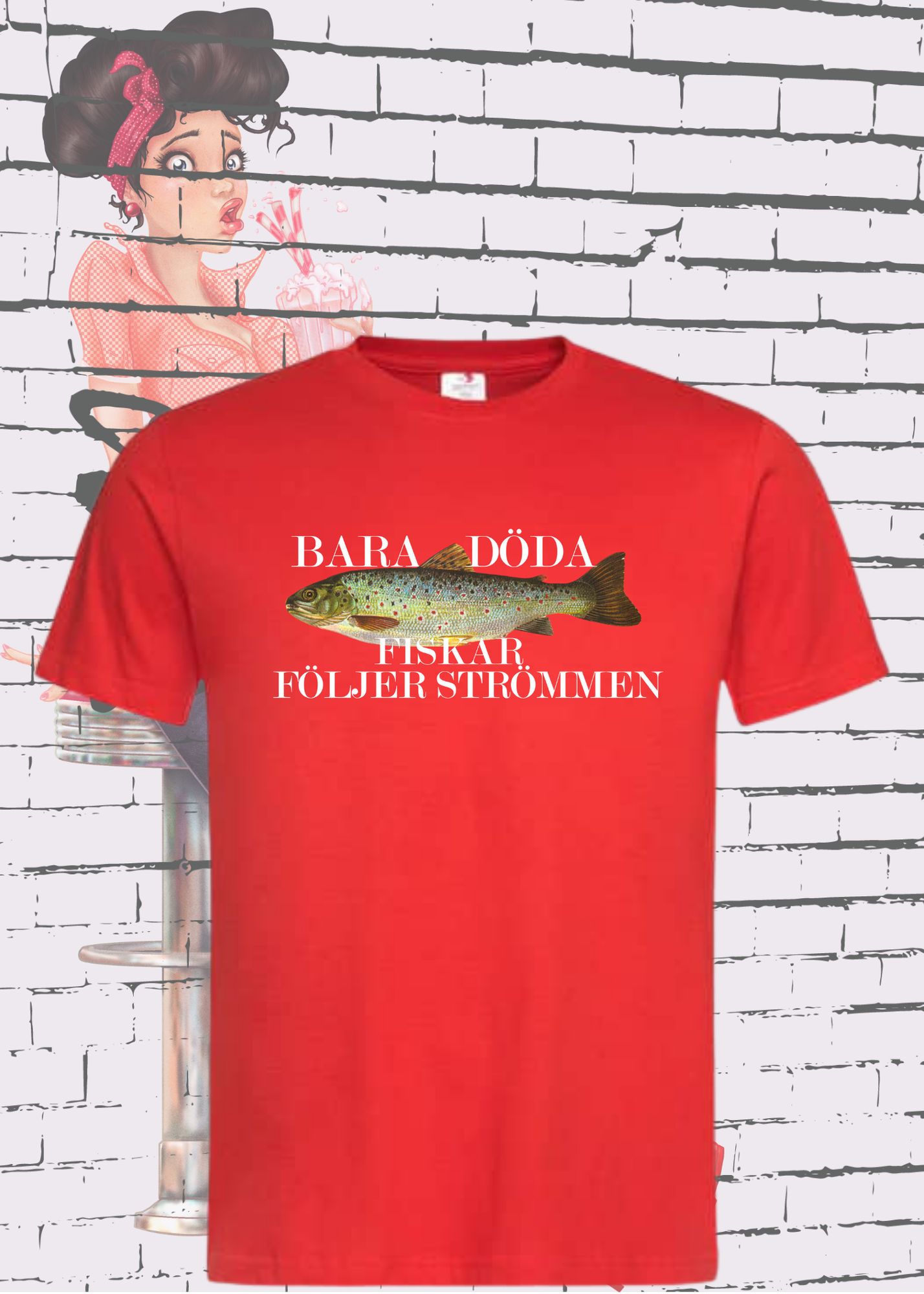 🐟 T-Shirt 'Bara Döda Fiskar Följer Strömmen' - Schwedischer Spruch Geschenk Unisex