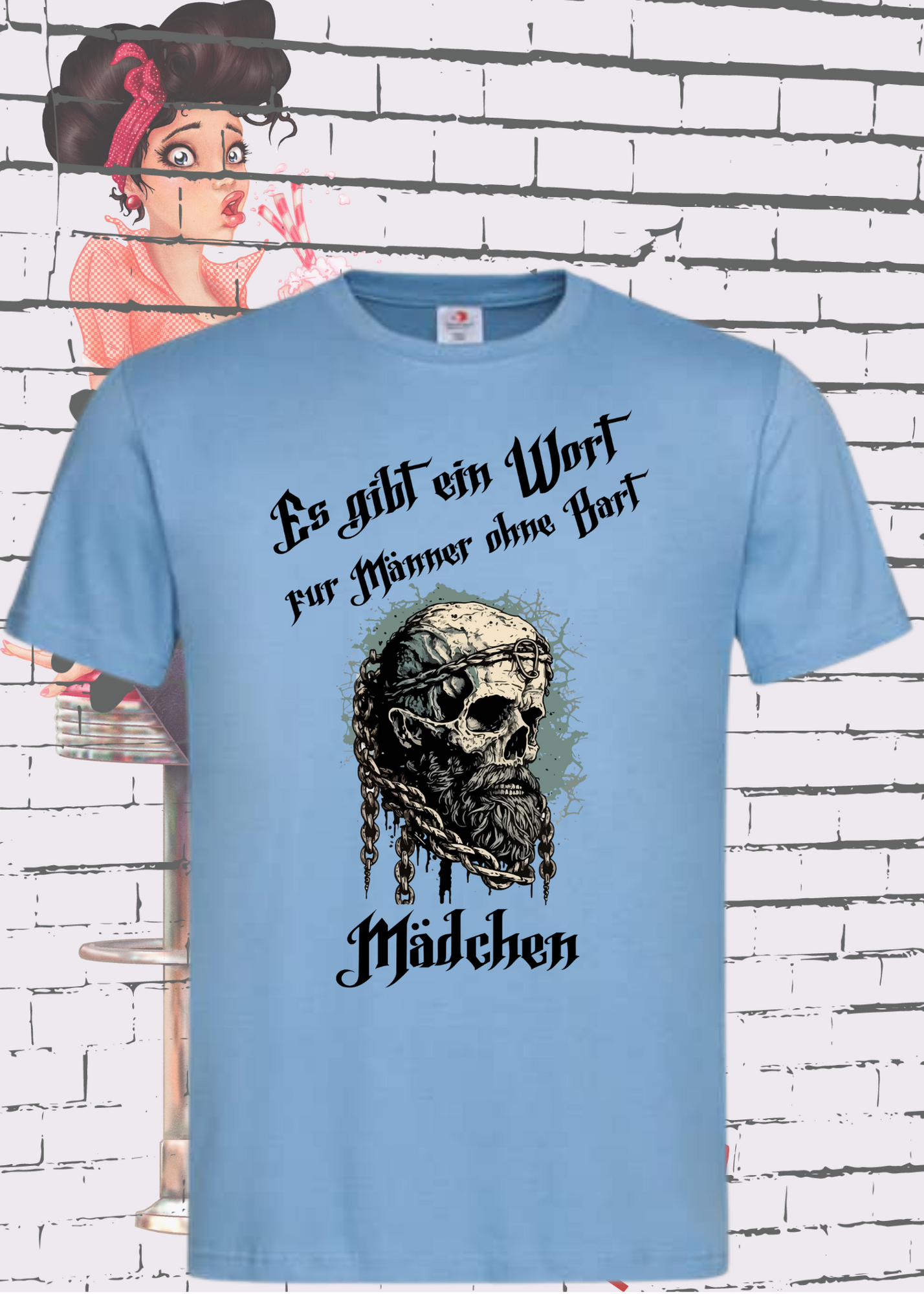 🚧 Herren T-Shirt: Es gibt einen Namen für Männer ohne Bart - Mädchen! ⚔️ Vikinger Edition 👑
