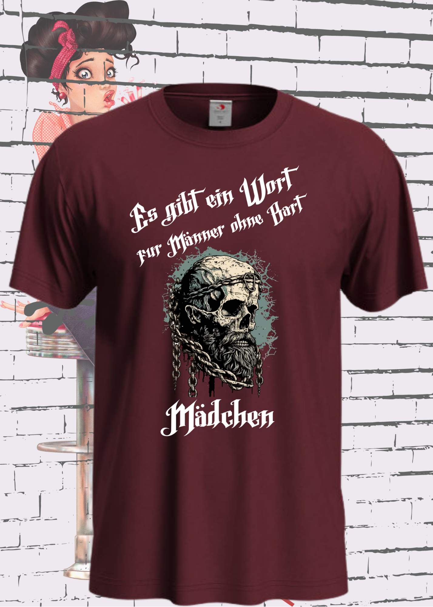 🚧 Herren T-Shirt: Es gibt einen Namen für Männer ohne Bart - Mädchen! ⚔️ Vikinger Edition 👑