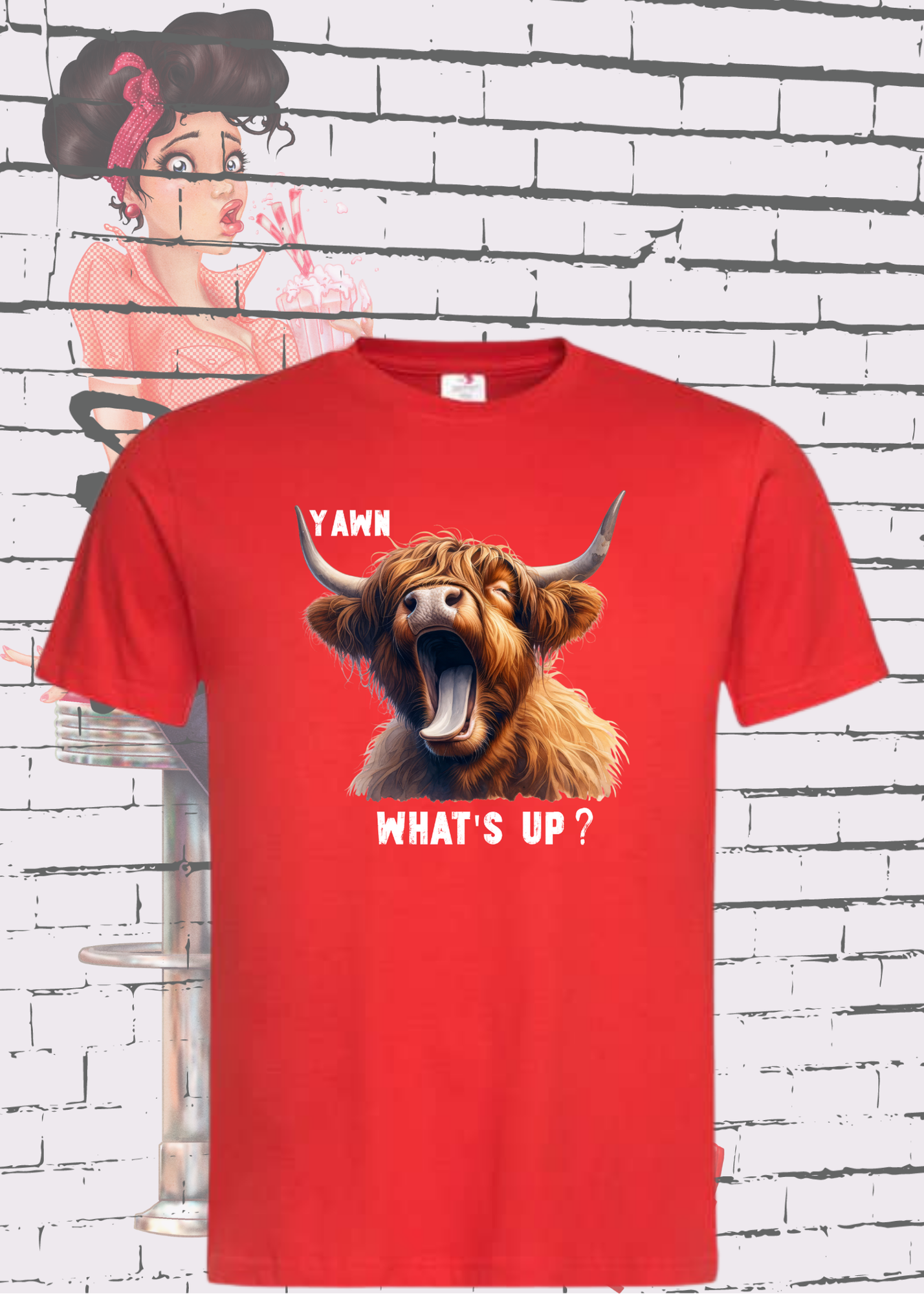๐ Highland Kuh T-Shirt ๐ด 'Yawn, what's up?' - Fรผr Professionelle Faulpelze ๐