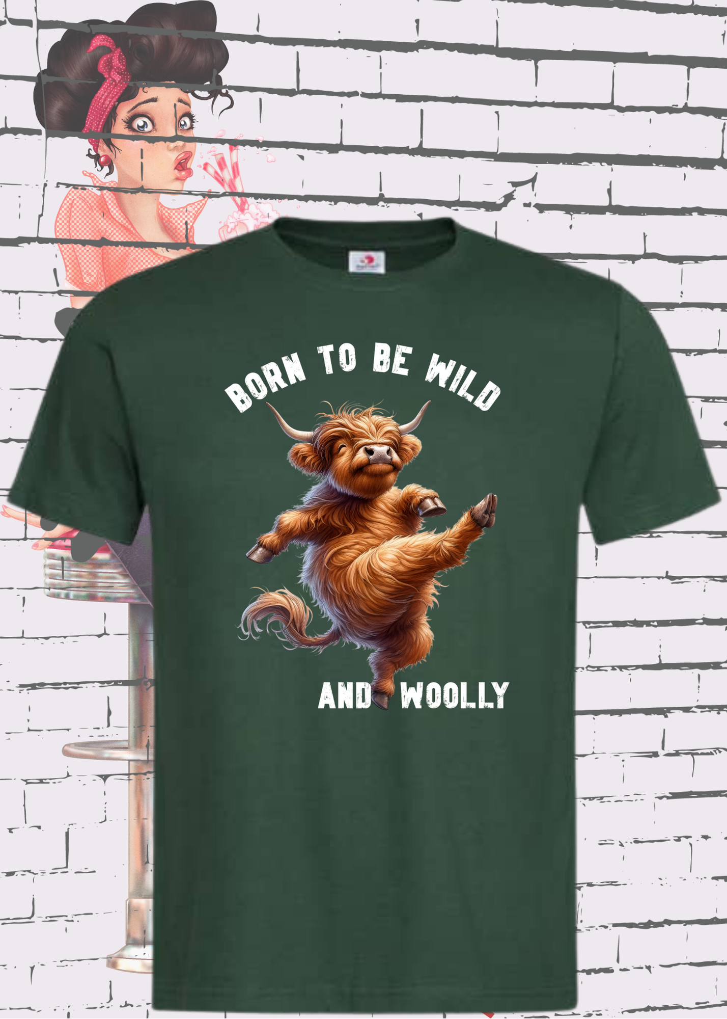 π Highland Kuh T-Shirt 'Born to be Wild... and Woolly' - Sarkastisches Faulpelz Design