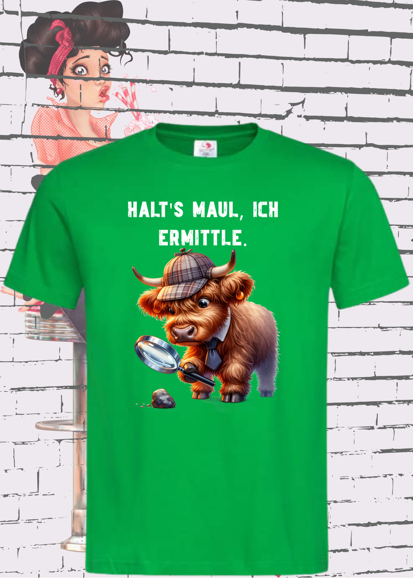 🐄 Highland Kuh Unisex T-Shirt - Haltś maul, ich ermittle! | Lustiges Detektiv-Shirt