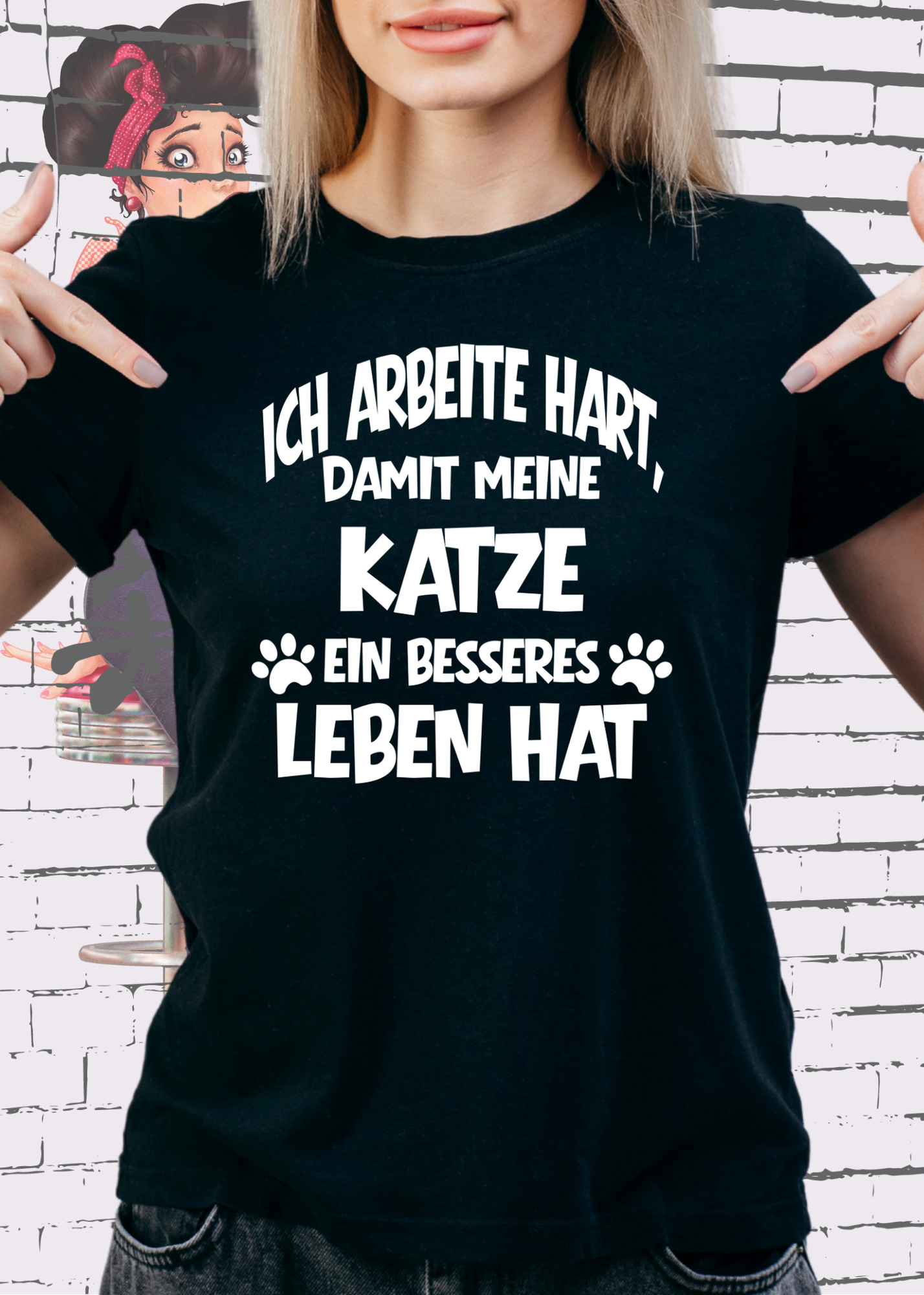 😻 Unisex T-Shirt: Ich arbeite hart, damit meine Katze ein besseres Leben hat 🐱💼