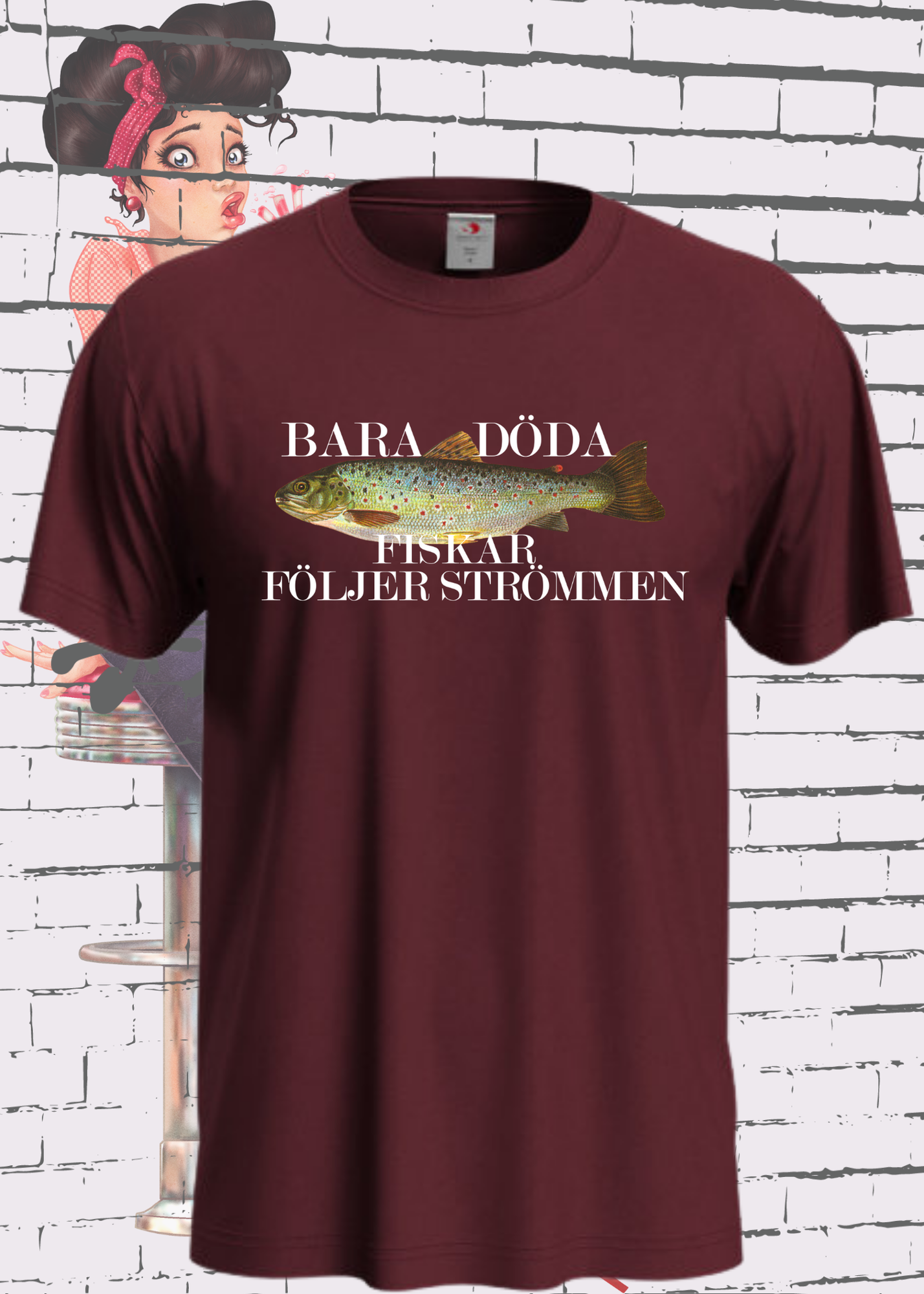 🐟 T-Shirt 'Bara Döda Fiskar Följer Strömmen' - Schwedischer Spruch Geschenk Unisex