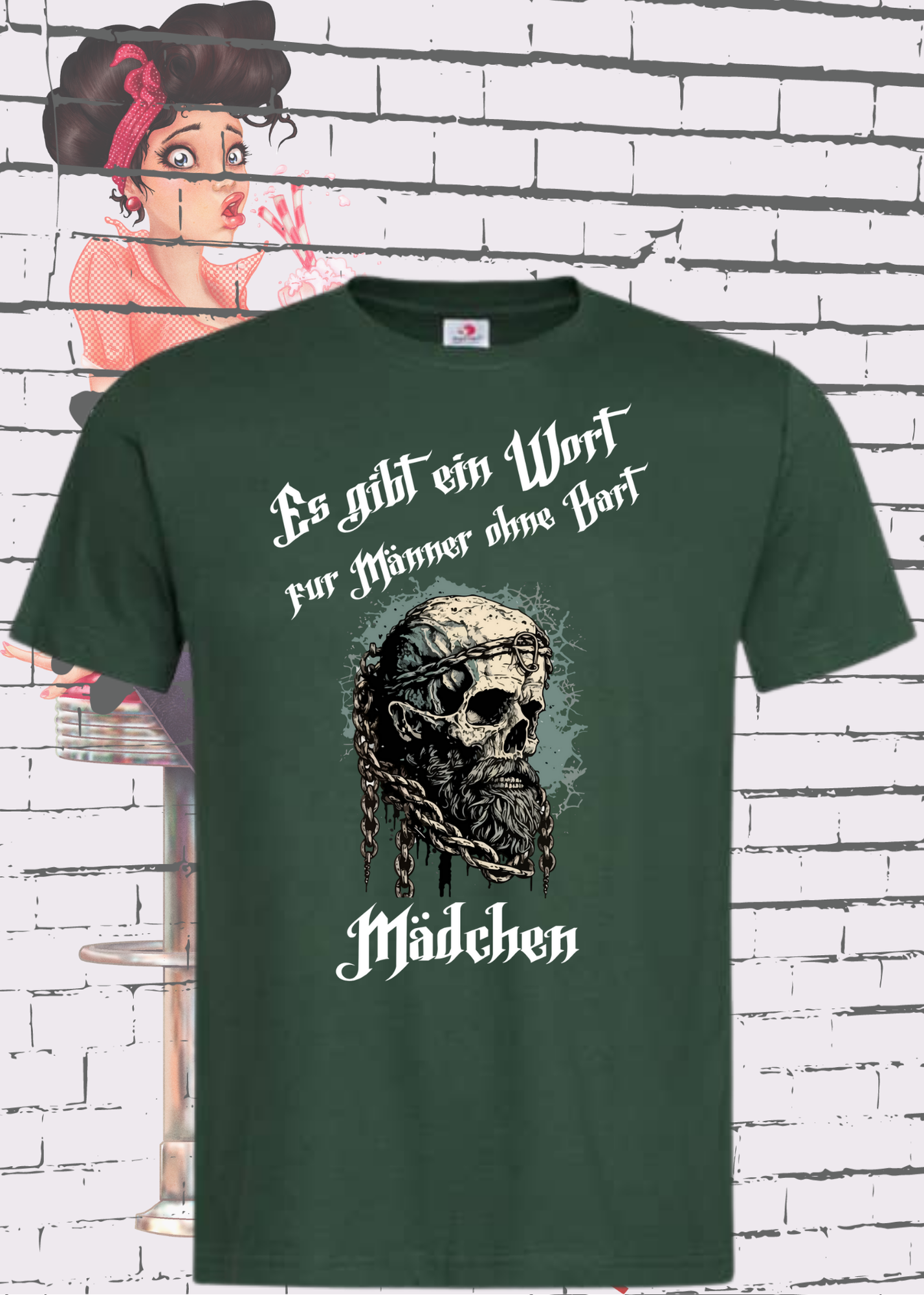 🚧 Herren T-Shirt: Es gibt einen Namen für Männer ohne Bart - Mädchen! ⚔️ Vikinger Edition 👑