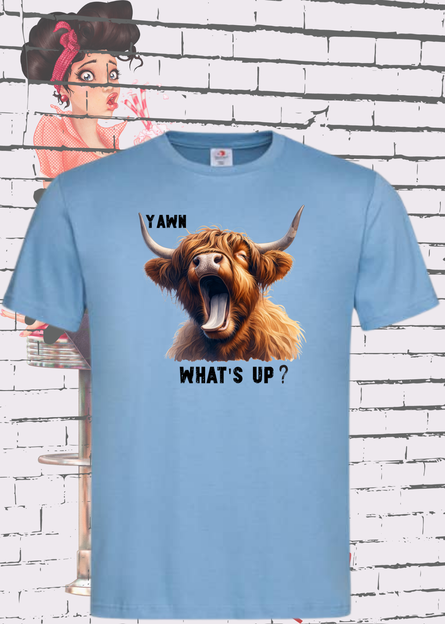 ๐ Highland Kuh T-Shirt ๐ด 'Yawn, what's up?' - Fรผr Professionelle Faulpelze ๐