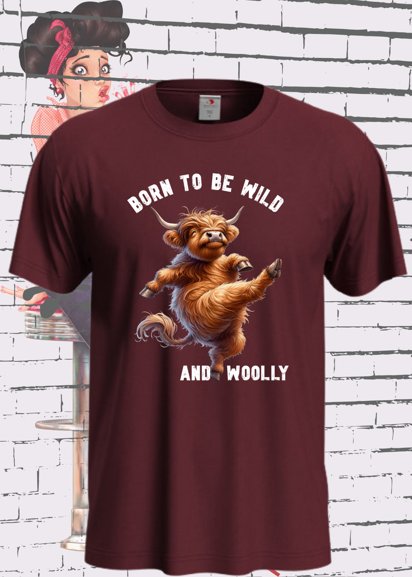 π Highland Kuh T-Shirt 'Born to be Wild... and Woolly' - Sarkastisches Faulpelz Design