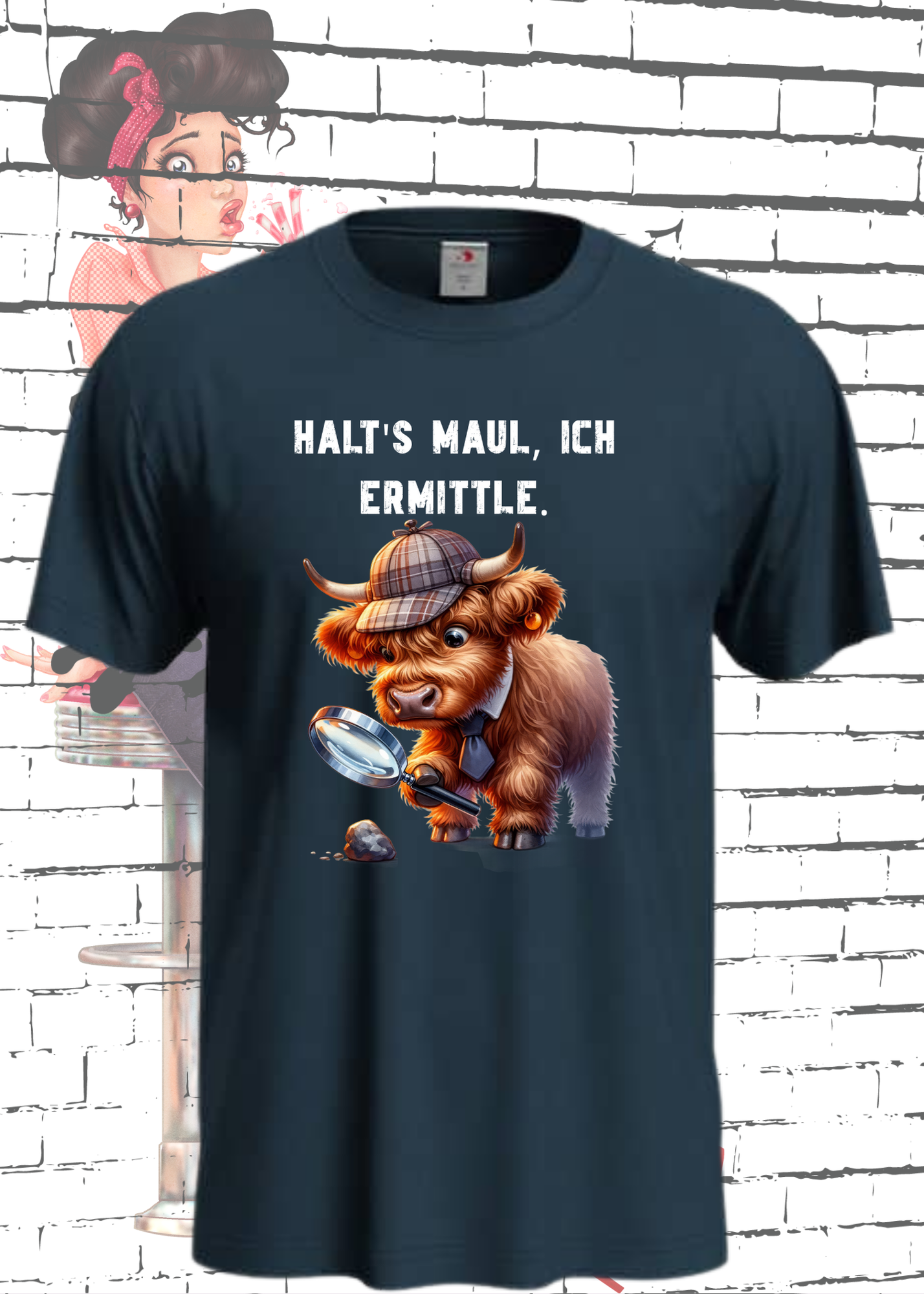 🐄 Highland Kuh Unisex T-Shirt - Haltś maul, ich ermittle! | Lustiges Detektiv-Shirt