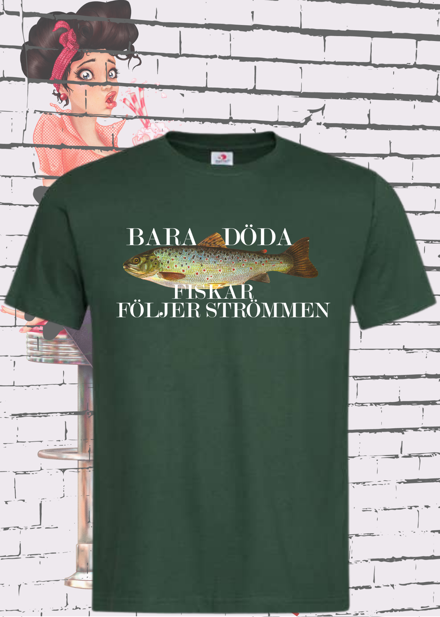 🐟 T-Shirt 'Bara Döda Fiskar Följer Strömmen' - Schwedischer Spruch Geschenk Unisex