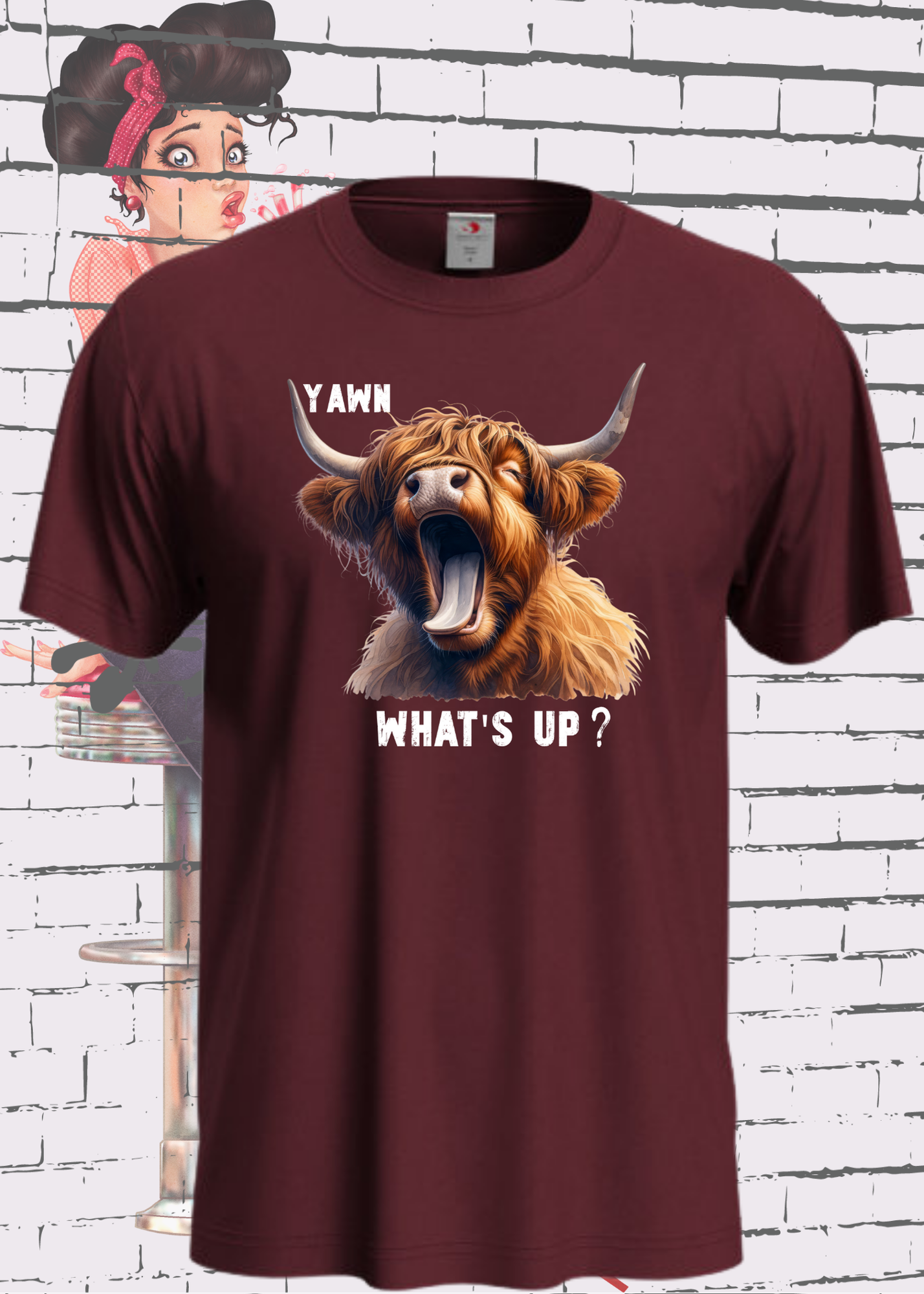 ๐ Highland Kuh T-Shirt ๐ด 'Yawn, what's up?' - Fรผr Professionelle Faulpelze ๐