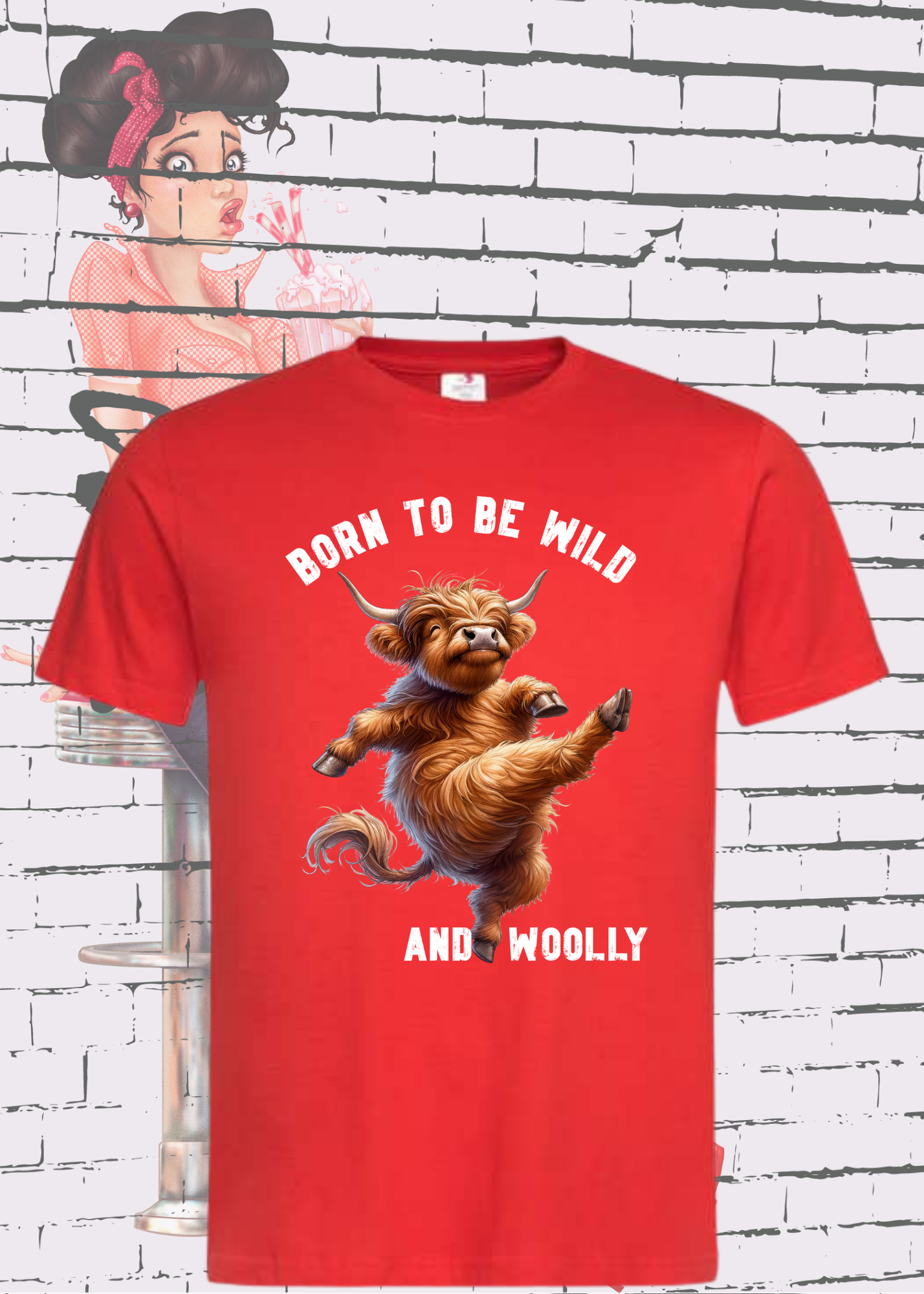 π Highland Kuh T-Shirt 'Born to be Wild... and Woolly' - Sarkastisches Faulpelz Design