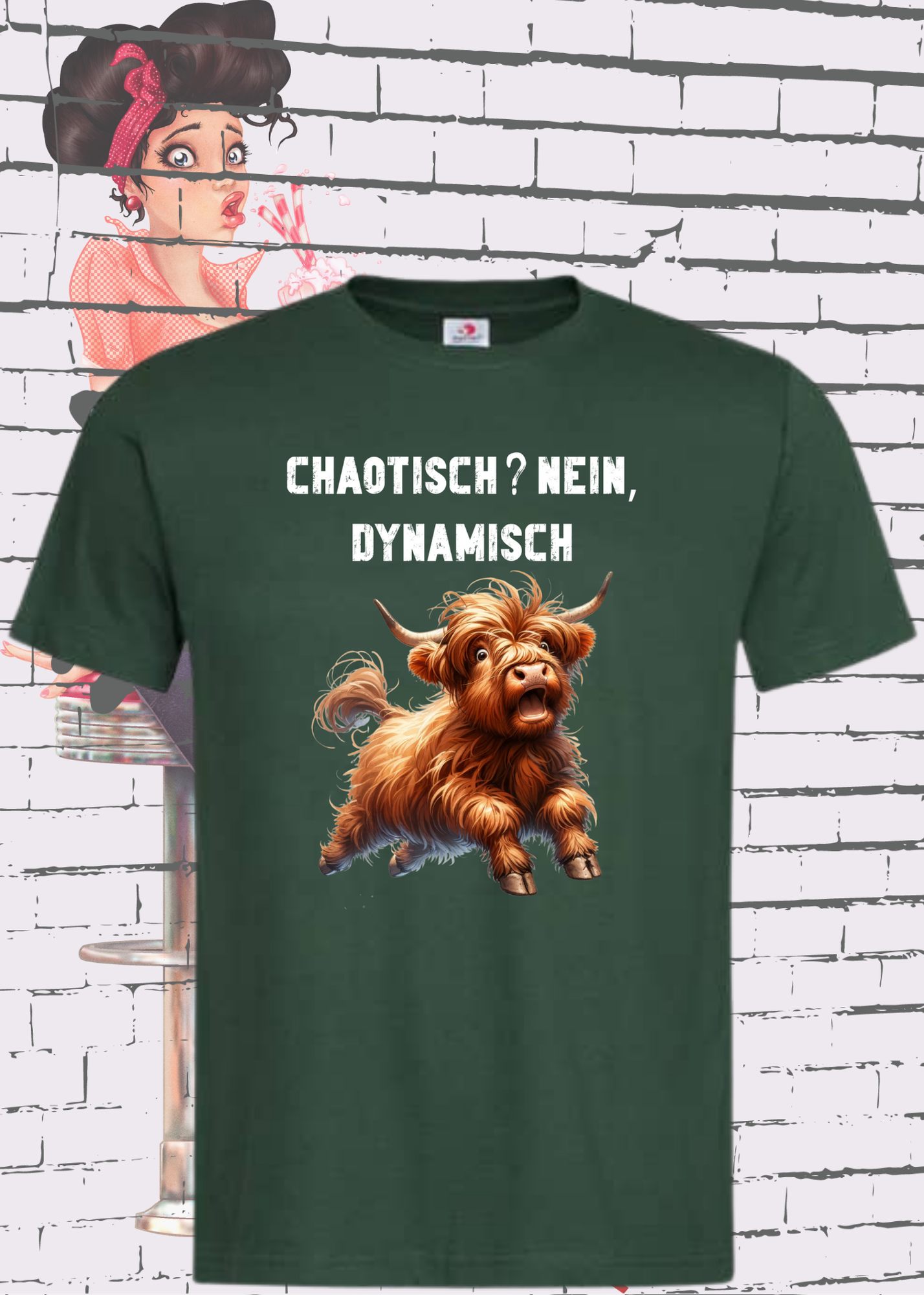 π Highland Kuh Unisex T-Shirt - Chaotisch? Nein Dynamisch!