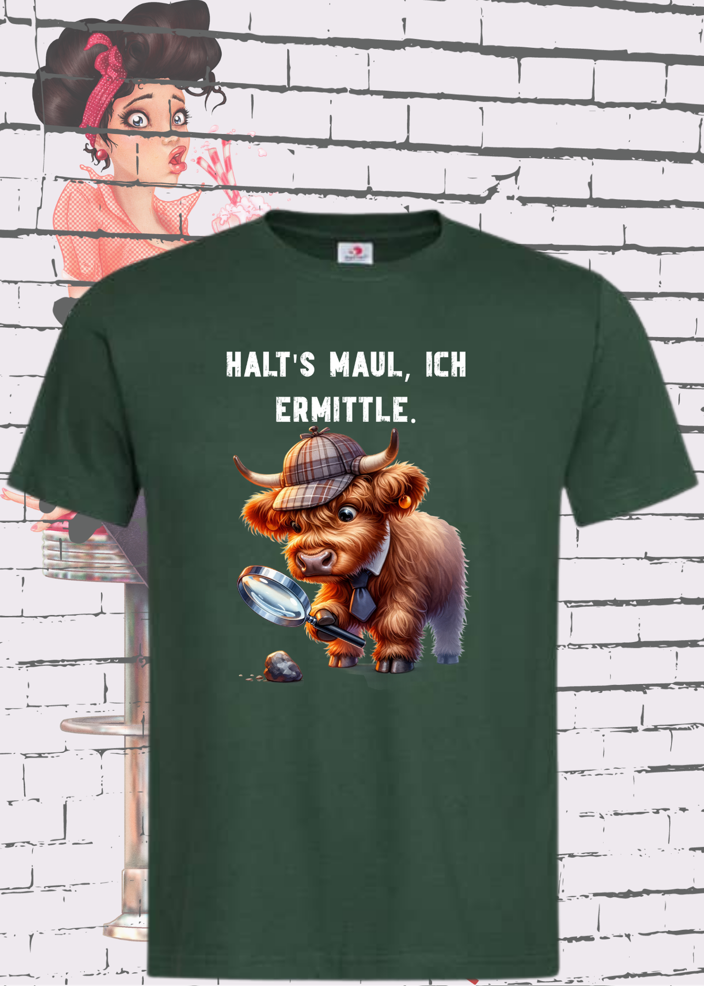 🐄 Highland Kuh Unisex T-Shirt - Haltś maul, ich ermittle! | Lustiges Detektiv-Shirt