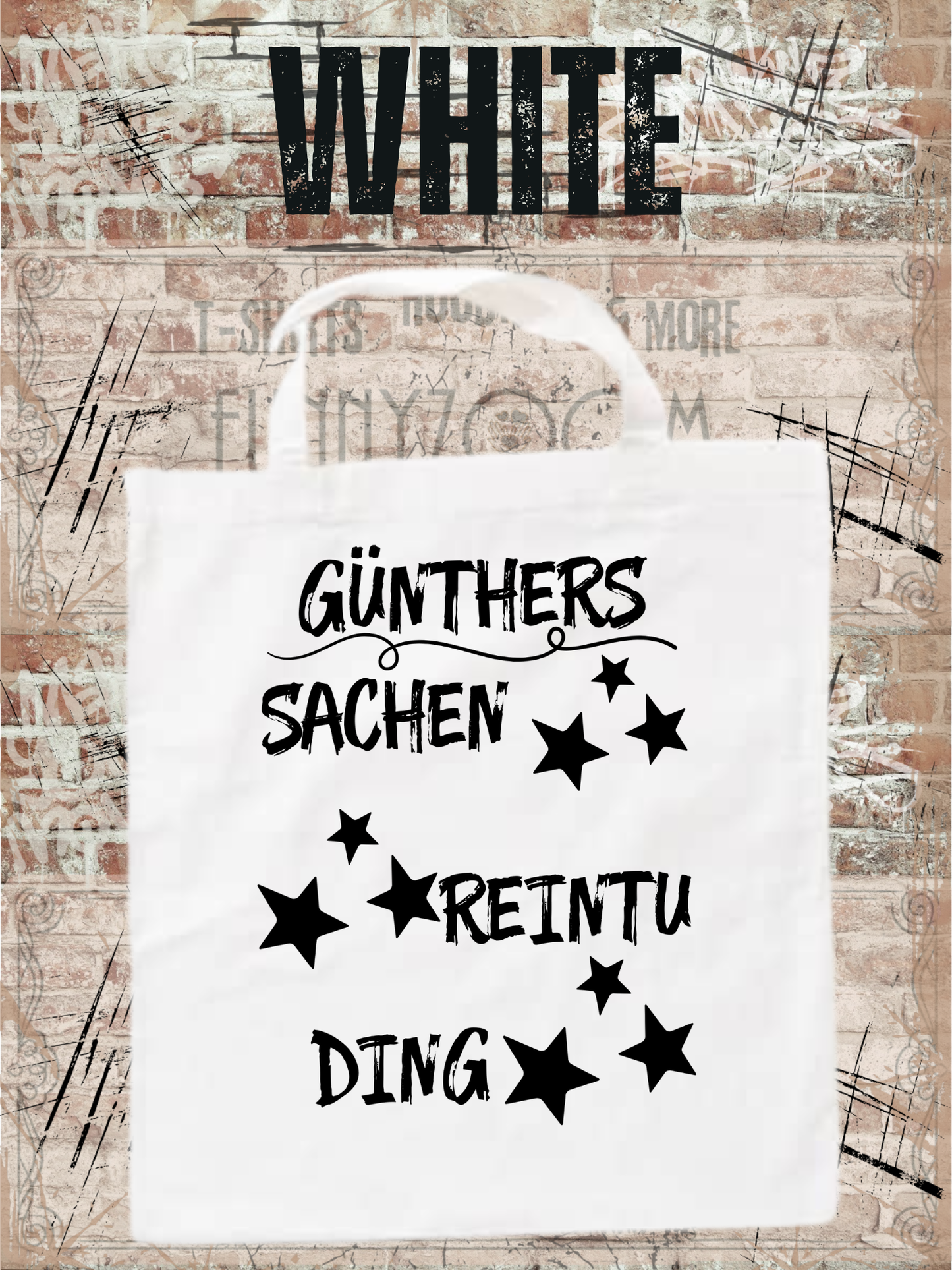 Personalisierbare Baumwolltasche mit Sternen mit Namen 38x42cm - Sachen Rein Tu Ding - Geschenk für alle