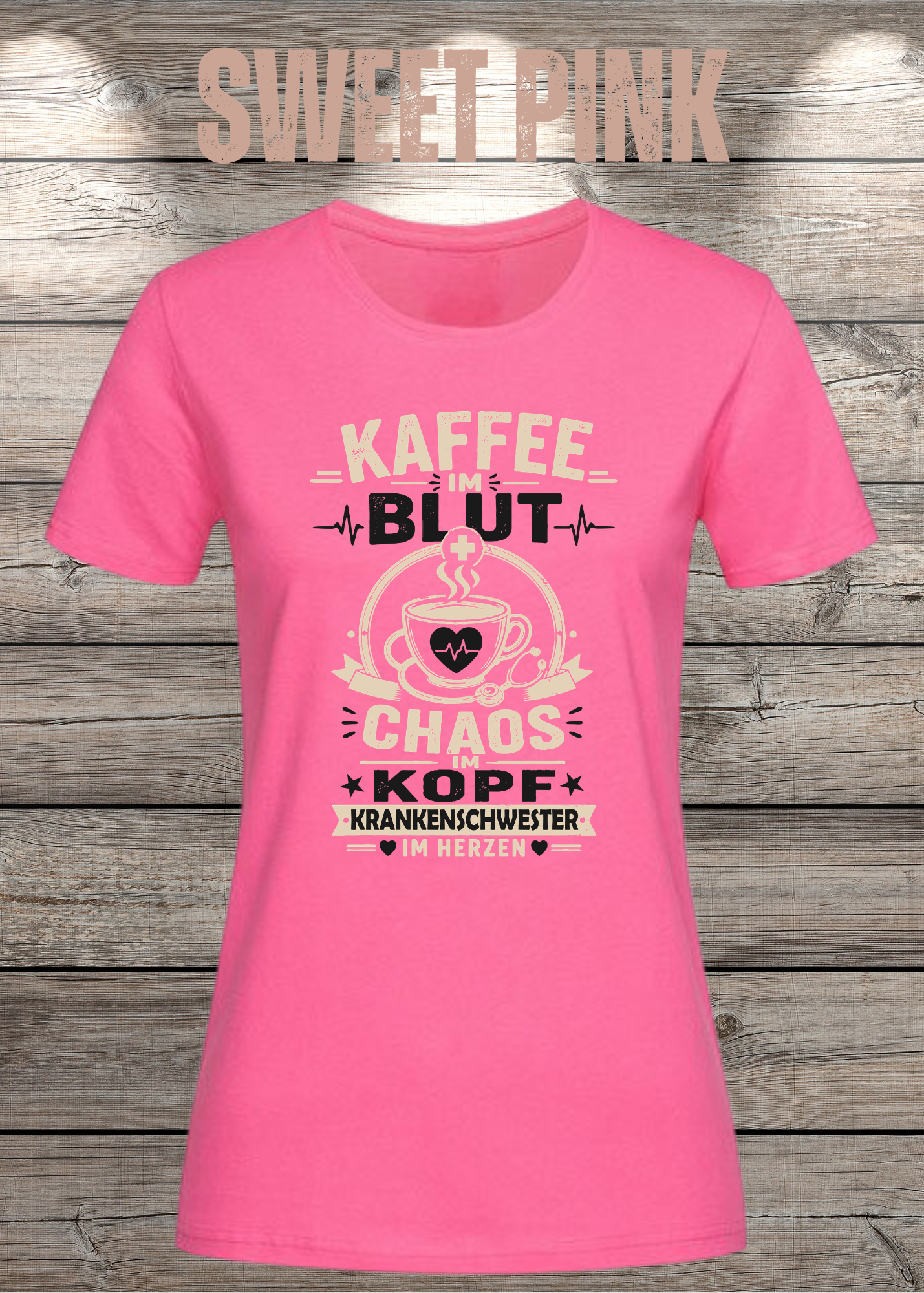 Krankenschwester T-Shirt – Kaffee im Blut, Chaos im Kopf