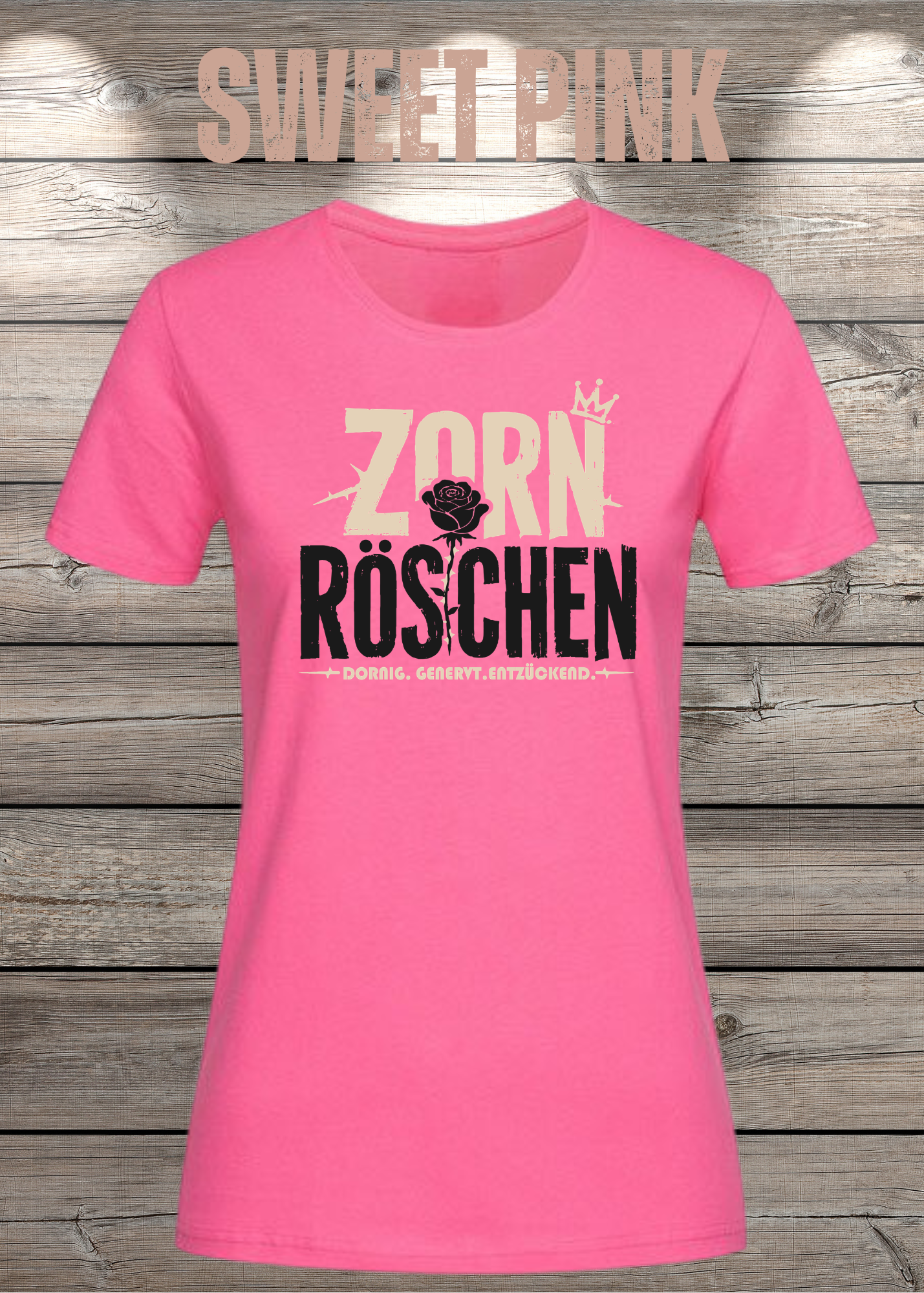 Zorn Röschen – Rockiges Damen T-Shirt mit Rose