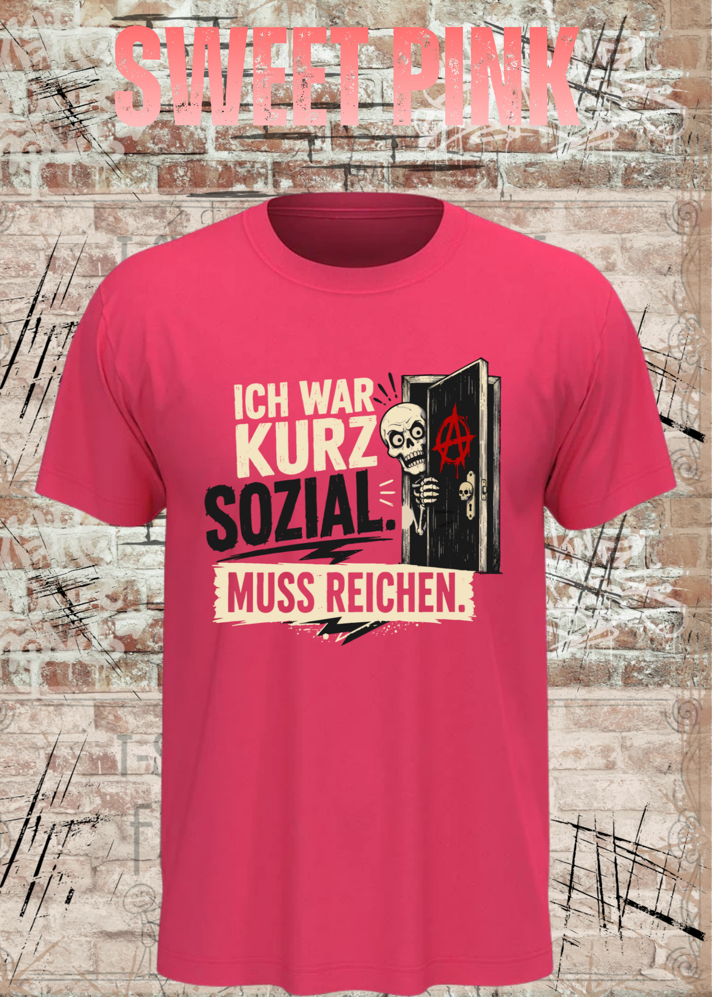 Ich war kurz sozial – Lustiges Skelett Unisex T-Shirt