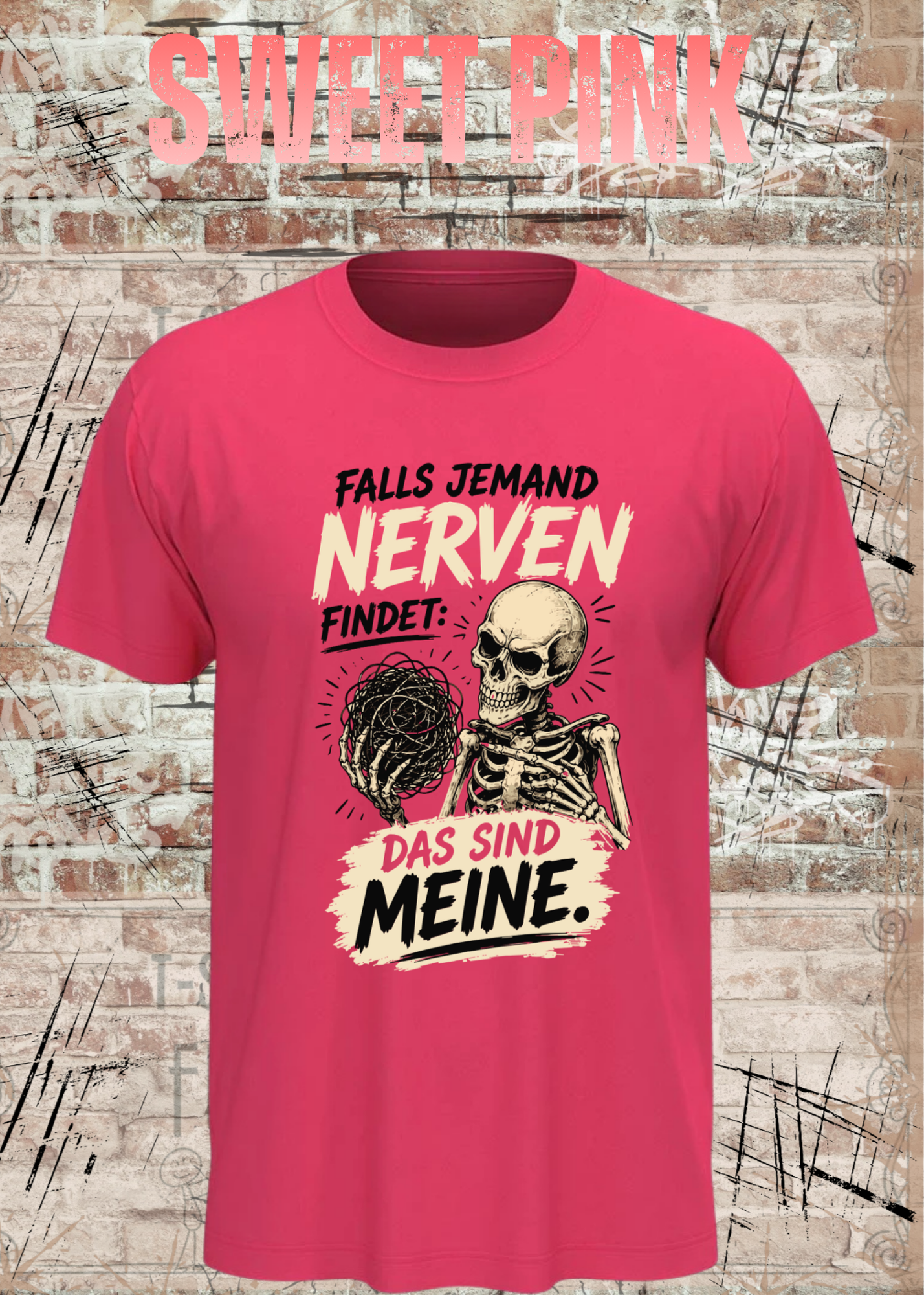Falls jemand Nerven findet – Lustiges Skelett Unisex T-Shirt
