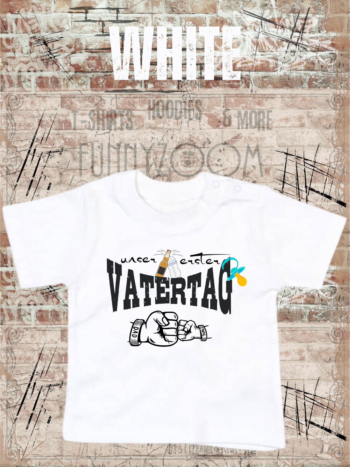 Baby Jungen T-Shirt Unser erster Vatertag Süße Geschenkidee Papa Witziges Baby Shirt