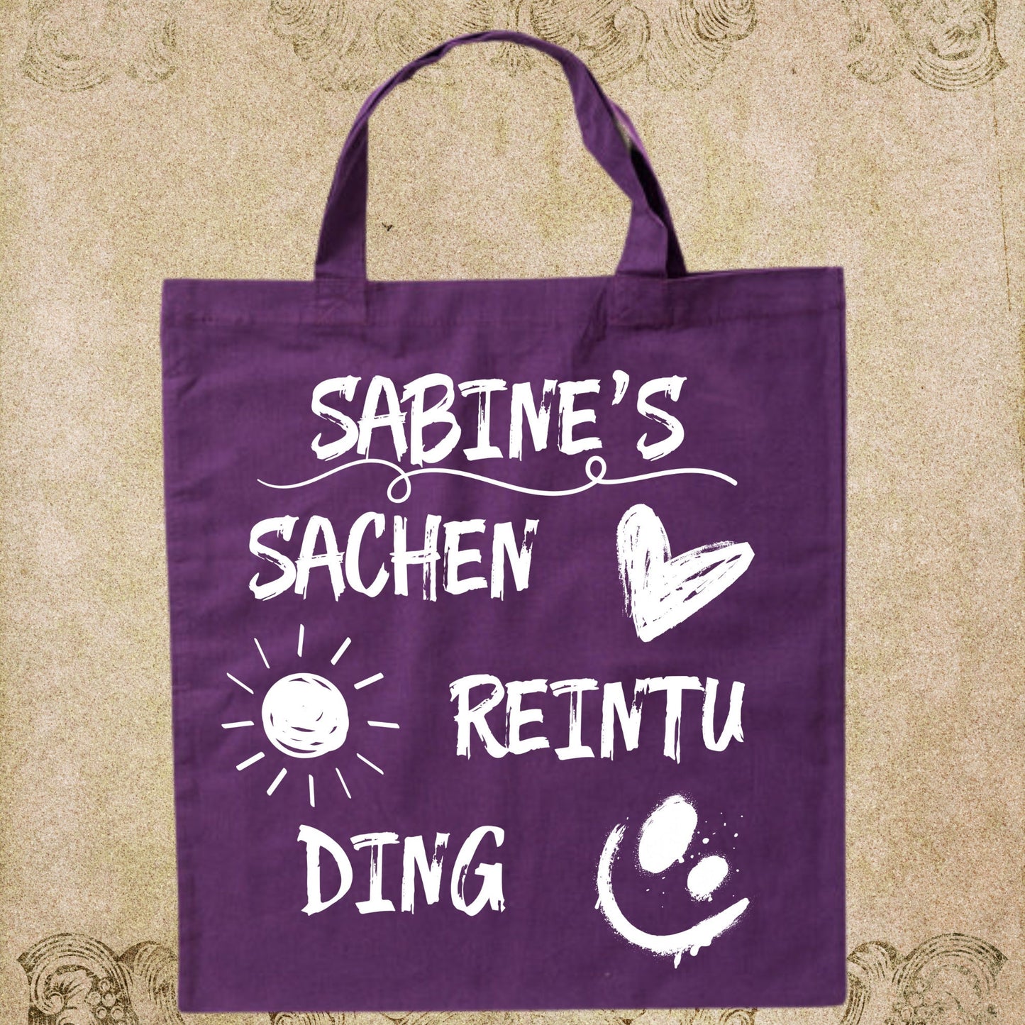 🛍️ Personalisierbare Baumwolltasche mit Namen 38x42cm - Sachen Rein Tu Ding - Geschenk für alle