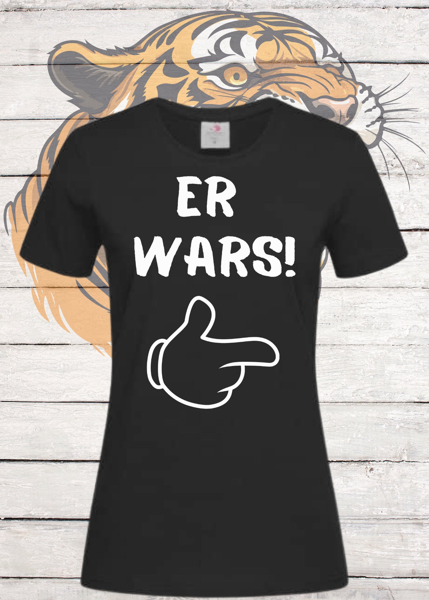 π Damen Paar T-Shirt 'Er war es!' - Lustiges Zeigefinger Partnershirt π