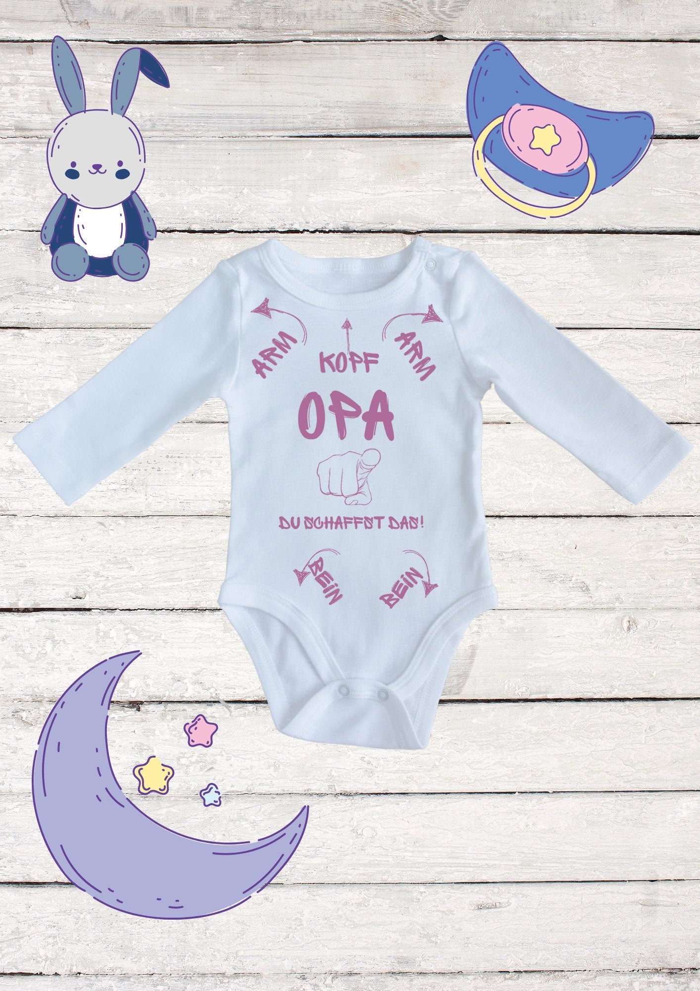 👴 Baby Body 'Opa Du schaffst das!' - Süße Motivation für Großväter 👶