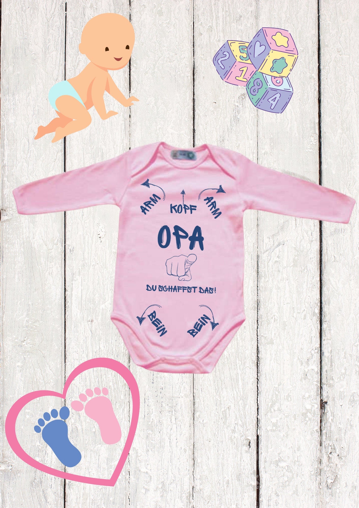 👴 Baby Body 'Opa Du schaffst das!' - Süße Motivation für Großväter 👶