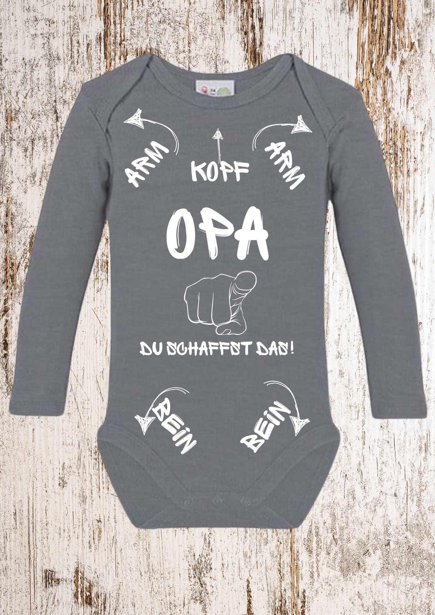 👴 Baby Body 'Opa Du schaffst das!' - Süße Motivation für Großväter 👶