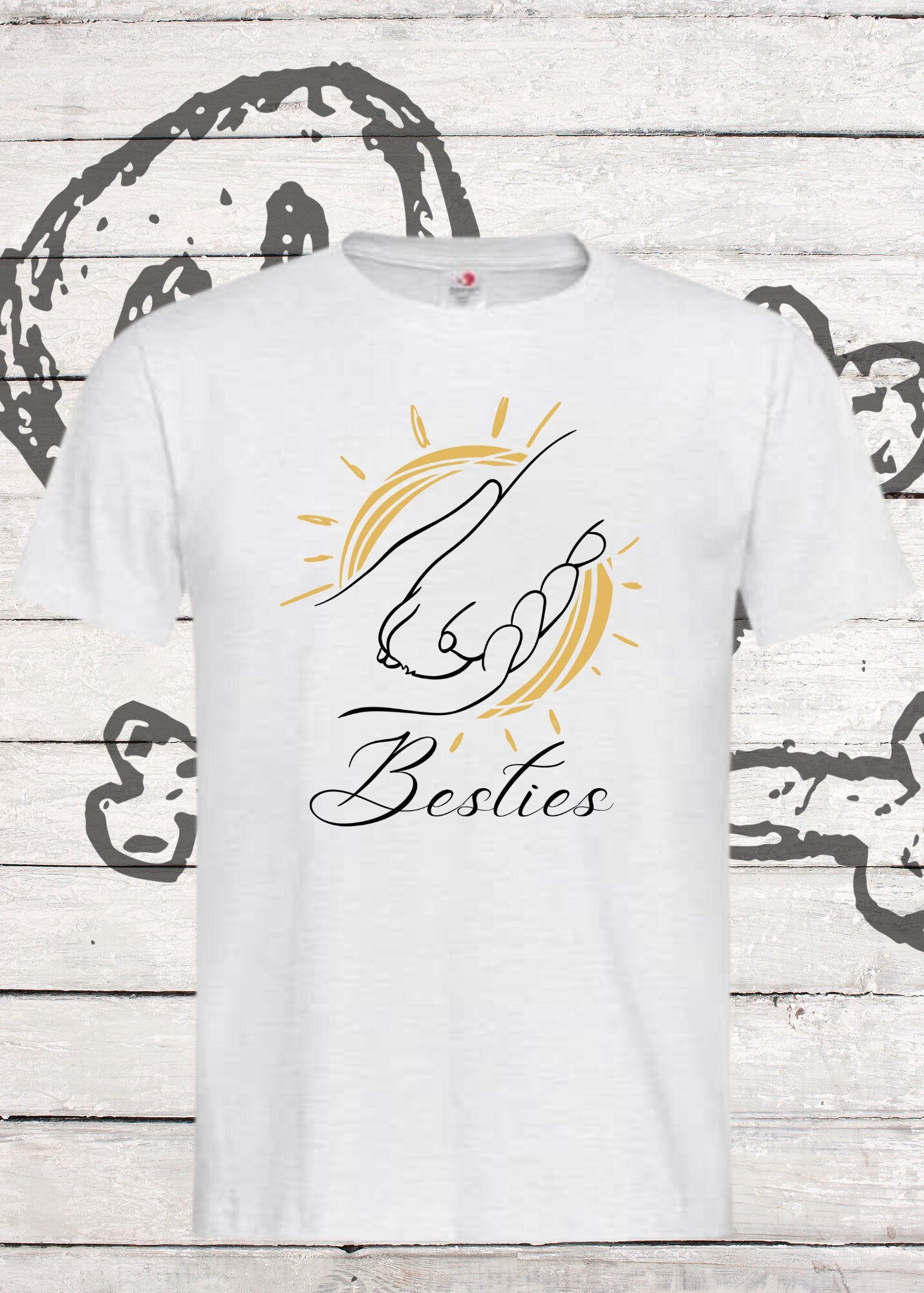 ๐พ Unisex T-Shirt Besties - Hundepfote & Hand Freundschaft ๐