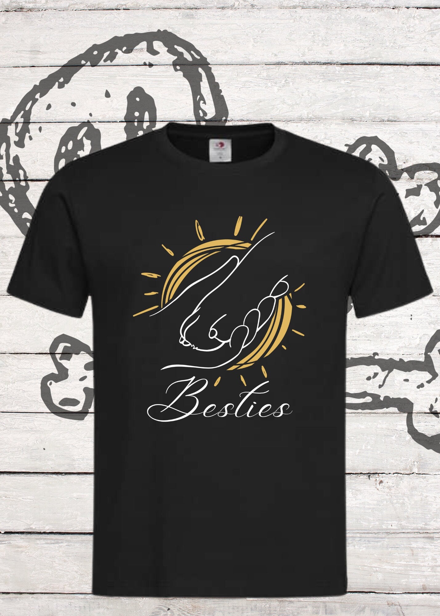 ๐พ Unisex T-Shirt Besties - Hundepfote & Hand Freundschaft ๐
