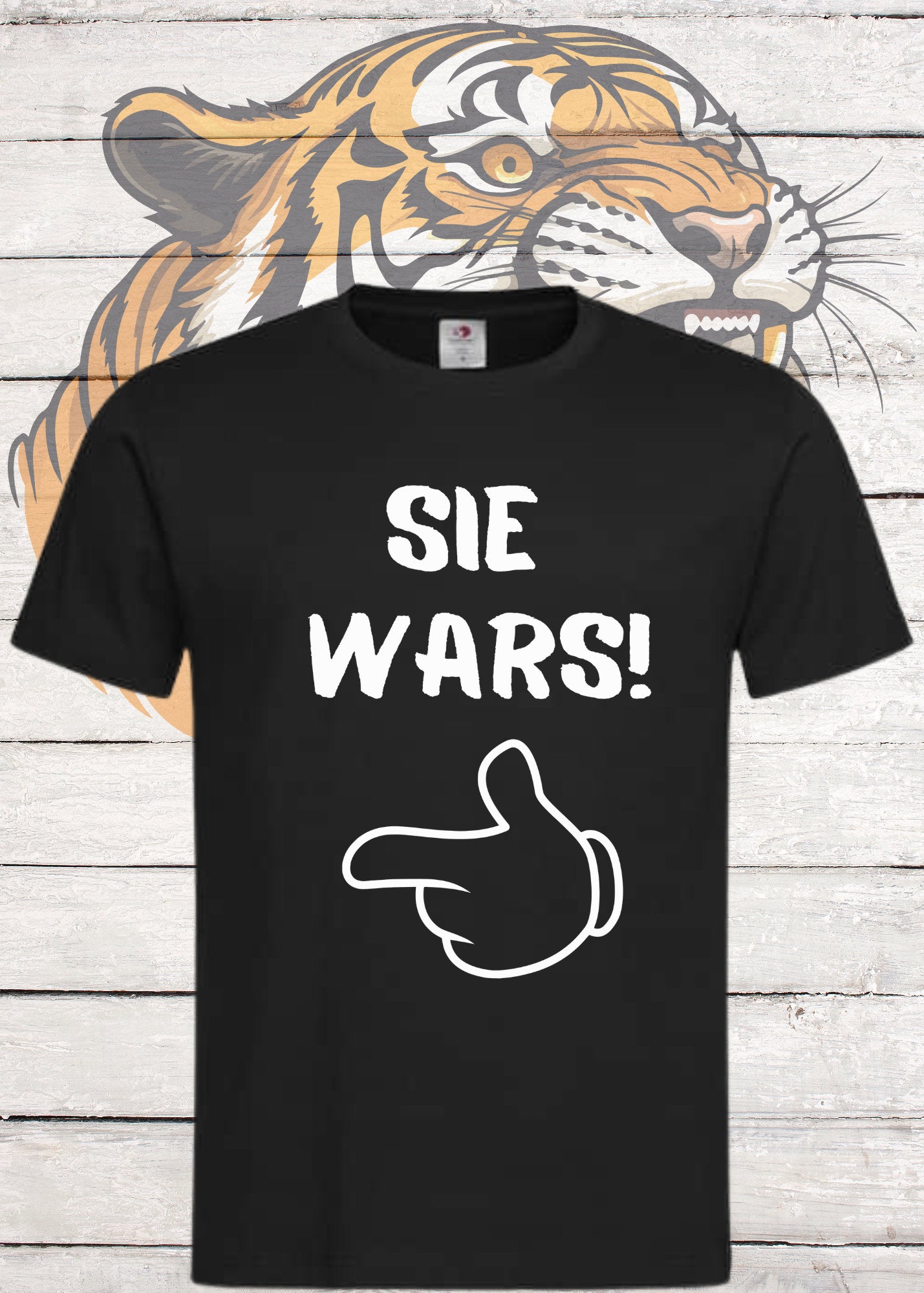 π Herren Paar T-Shirt 'Sie war es!' - Lustiges Zeigefinger Partnershirt π