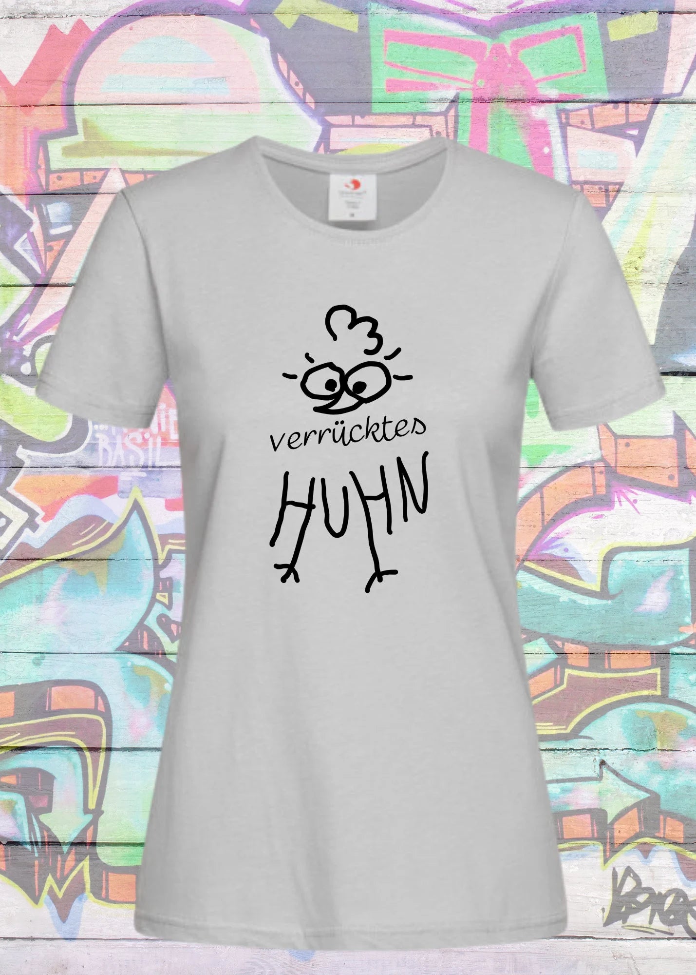 🐔😂 Damen T-Shirt 'Verrücktes Huhn...' 🎁 Lustige Geschenkidee mit Spruch Huhn-Motiv