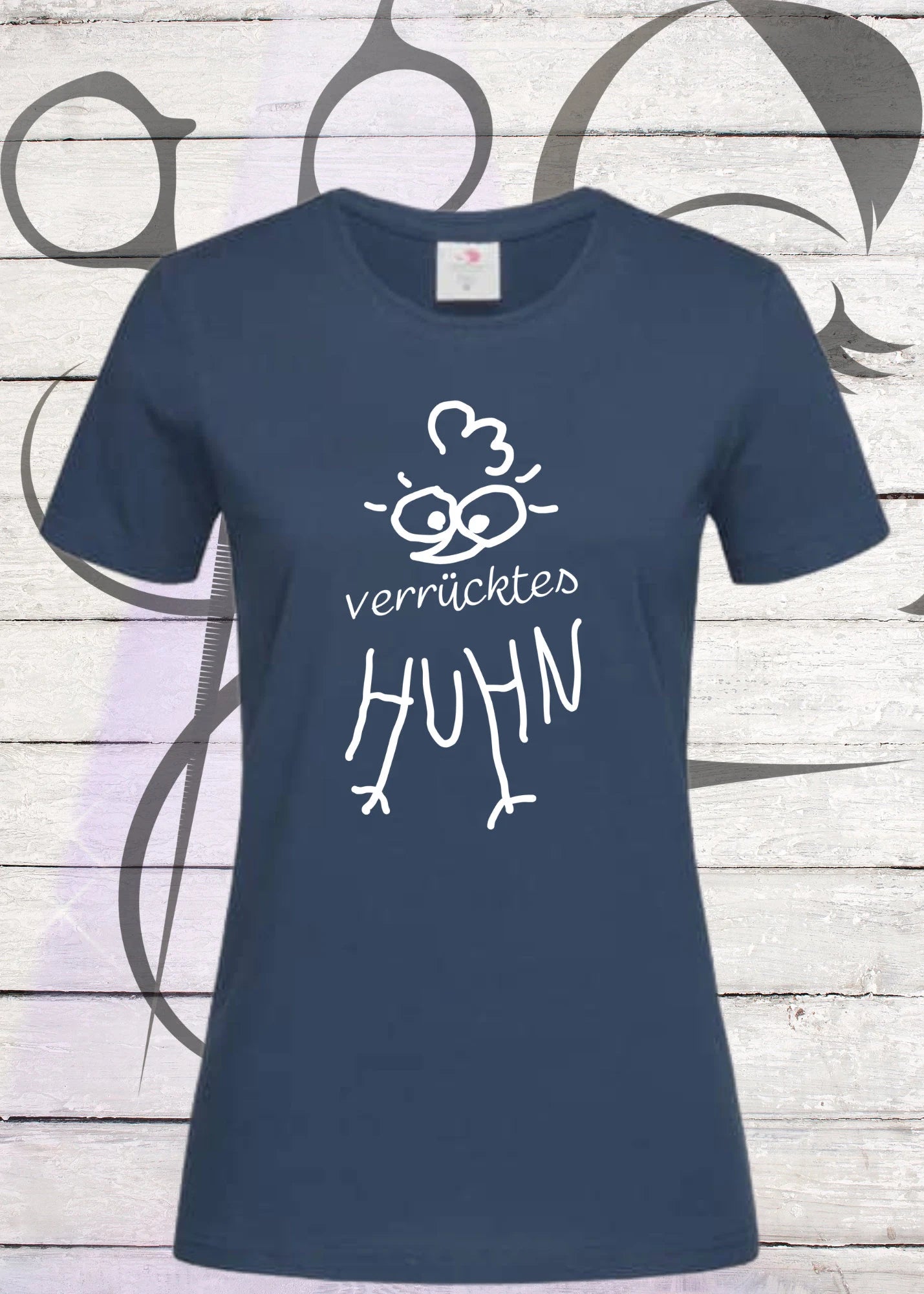 🐔😂 Damen T-Shirt 'Verrücktes Huhn...' 🎁 Lustige Geschenkidee mit Spruch Huhn-Motiv