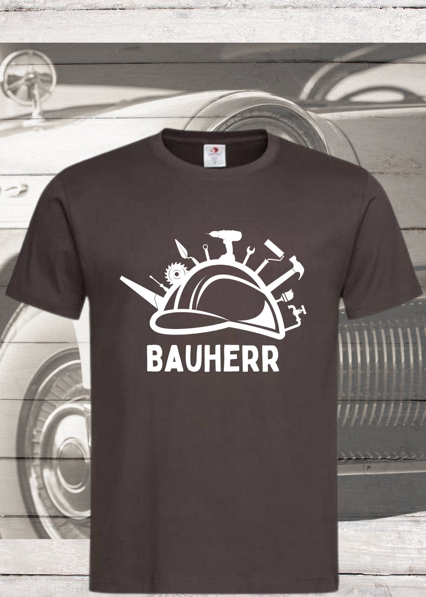 🏗️Herren T-Shirt Bauherr 👷♂️ Geschenkidee für Hausbesitzer 🏠 Witziges T-Shirt mit Spruch 😂 Lustiges Freizeit T-Shirt Haus bauen 🔨