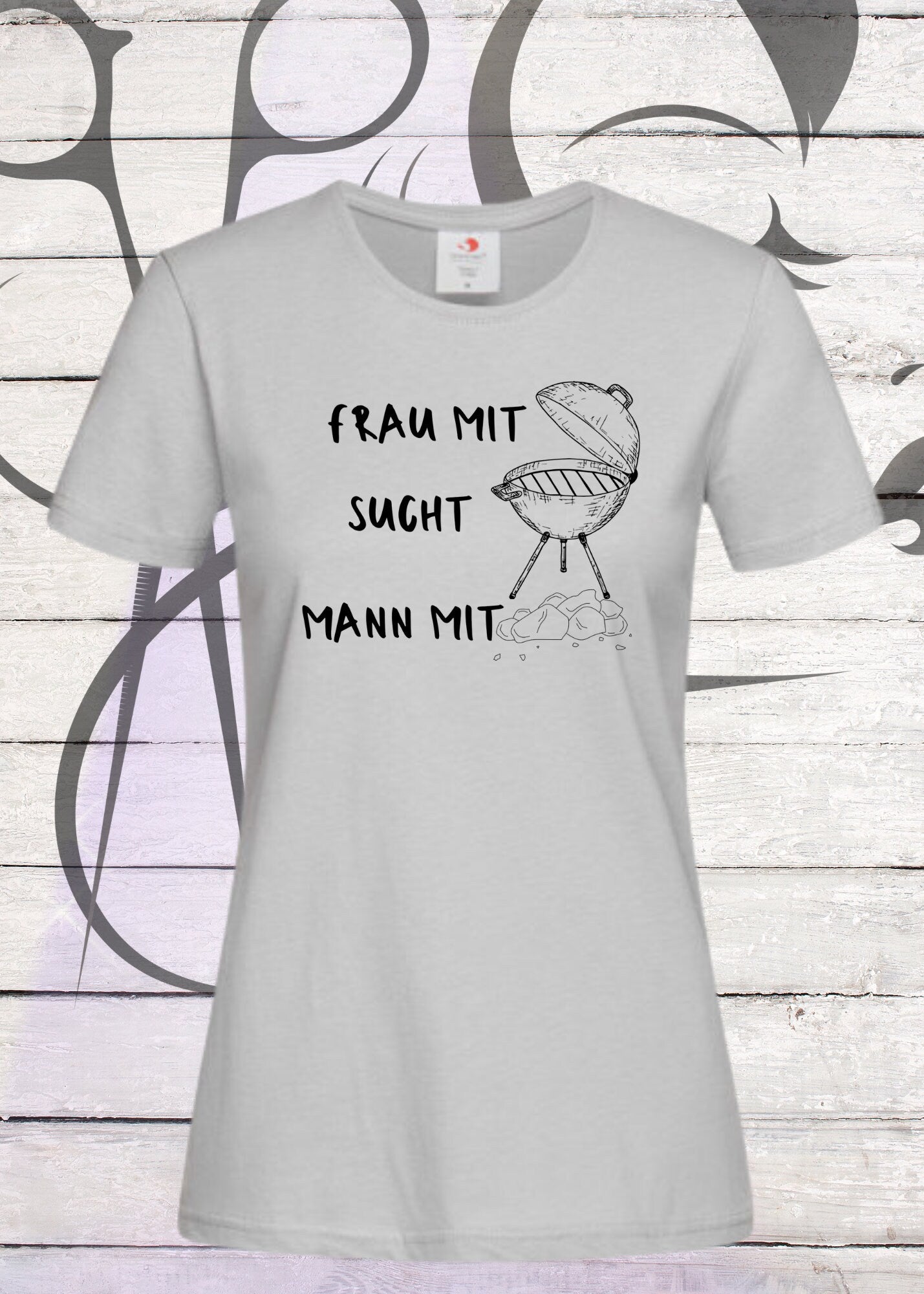π₯ Damen T-Shirt 'Frau mit Grill sucht Mann mit Kohle' π° Witziges Geschenk π