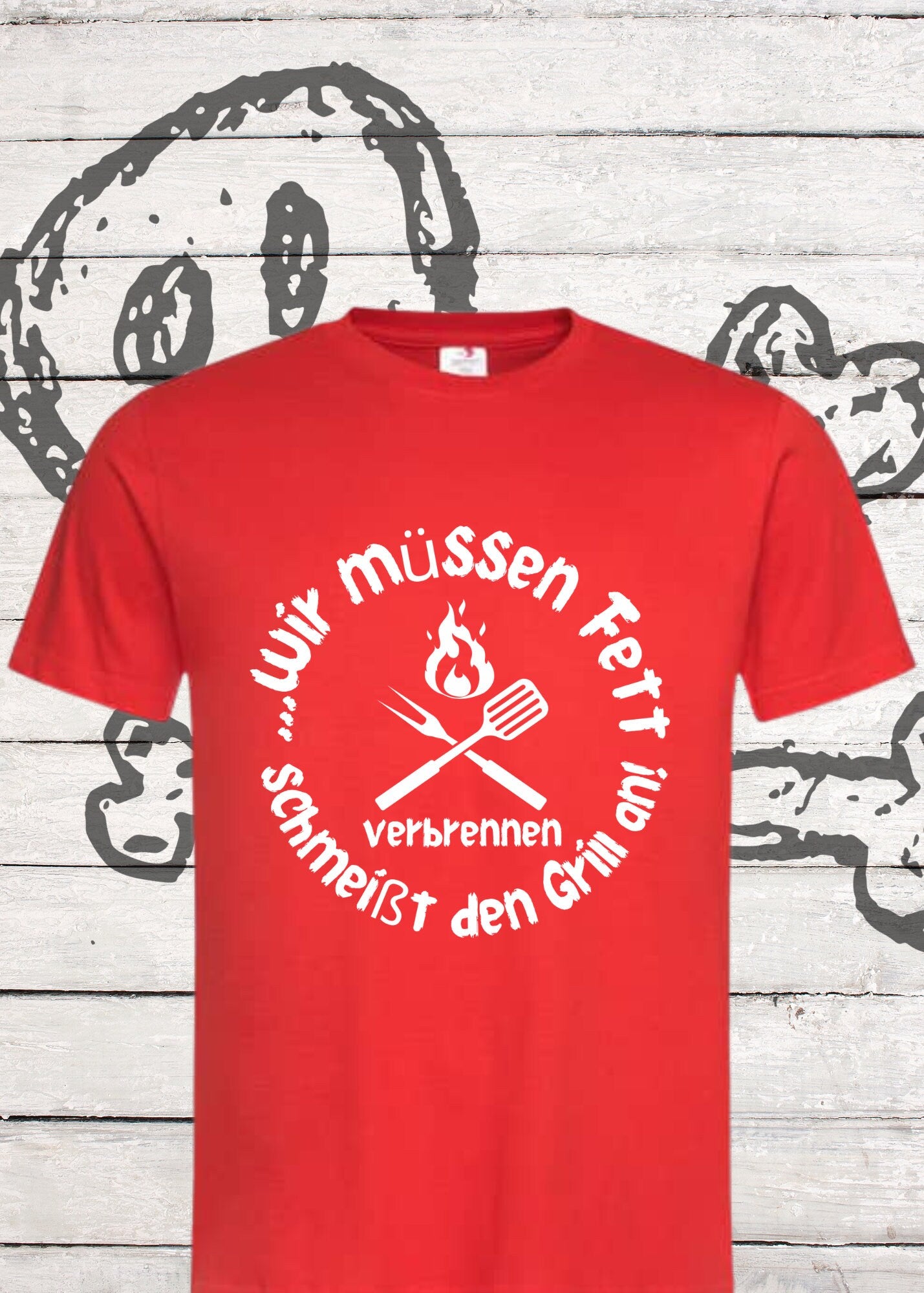 🔥 T-Shirt Wir müssen Fett verbrennen schmeißt den Grill an! 🍖 Geschenkidee für Grillmeister 🎁 Witziges T-Shirt mit Spruch 😂 Lustiges Unisex T-Shirt 👕