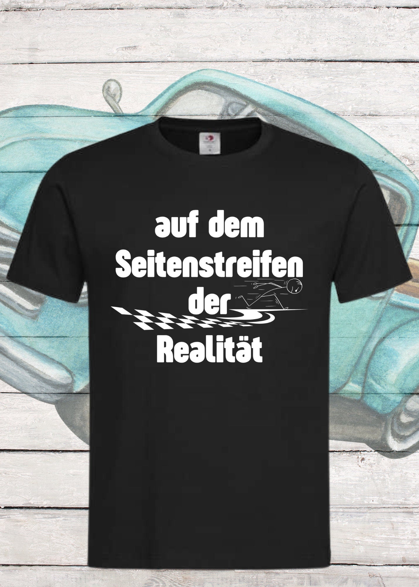 👕 Unisex T-Shirt 'Auf dem Seitenstreifen der Realität' - Philosophie Humor Shirt 🛣️