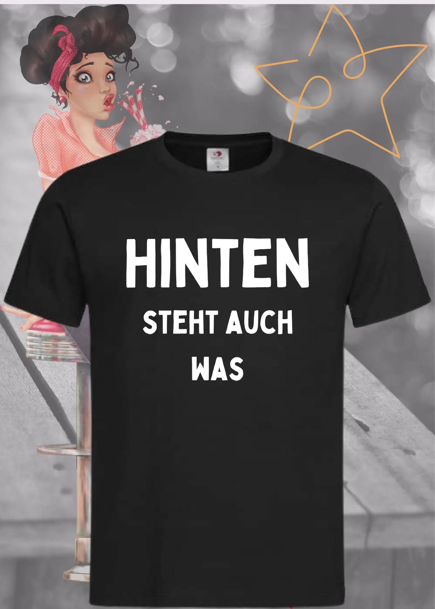 😄 Hinten steht auch was! - Witziges T-Shirt mit Print Vorder- & Rückseite ✨ Unisex