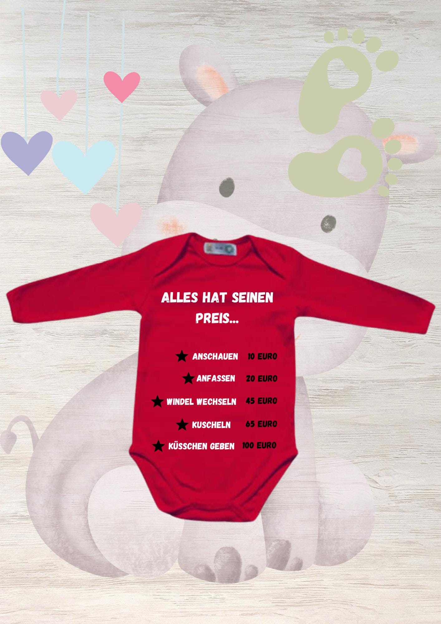 ๐ถ Baby Body 'Alles hat seinen Preis' ๐ฐ Geschenkidee Geburt Babystrampler ๐