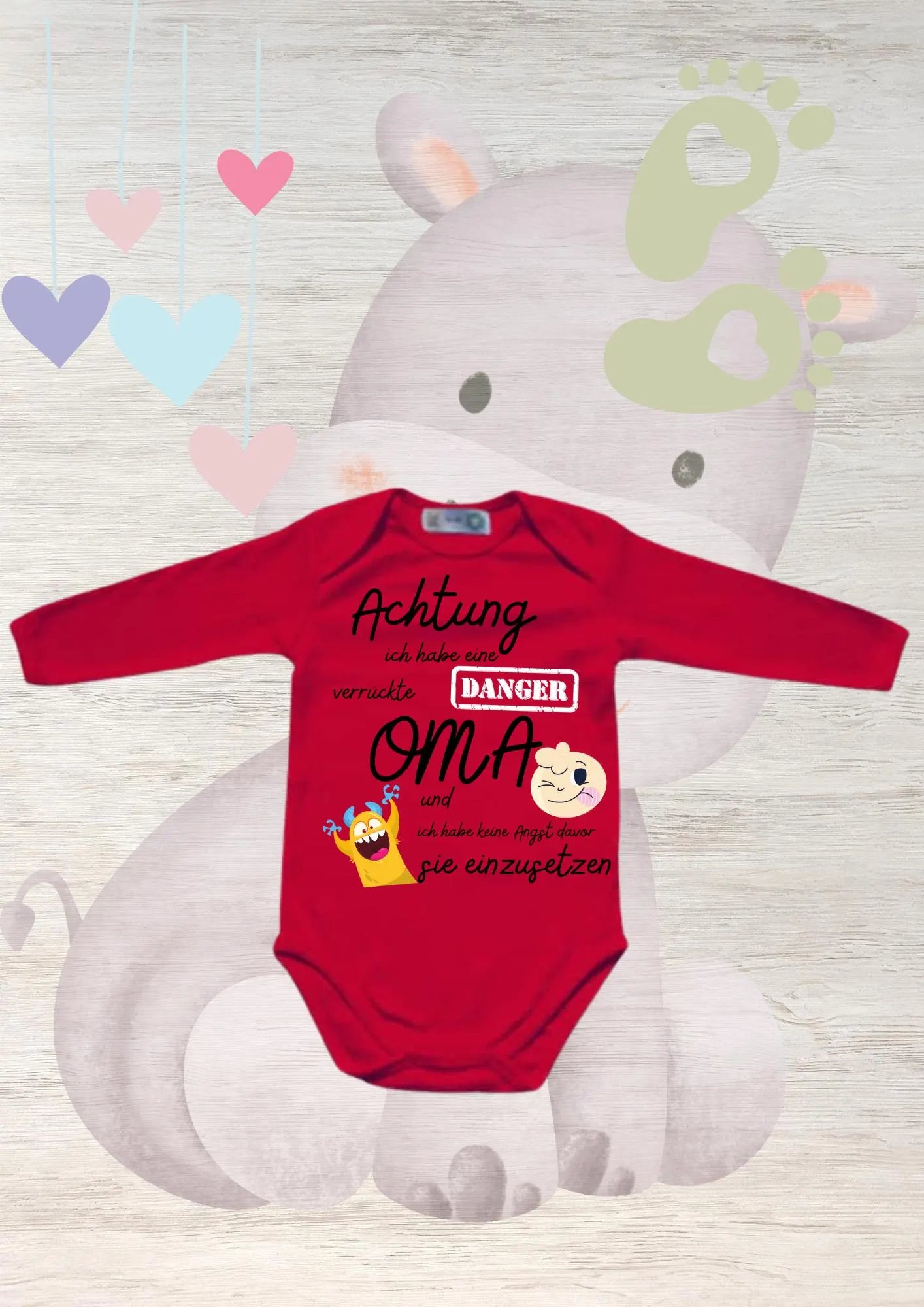 Baby Body 'Achtung verrückte Oma' - Lustiger Spruch | Geschenk Geburt & Geburtstag