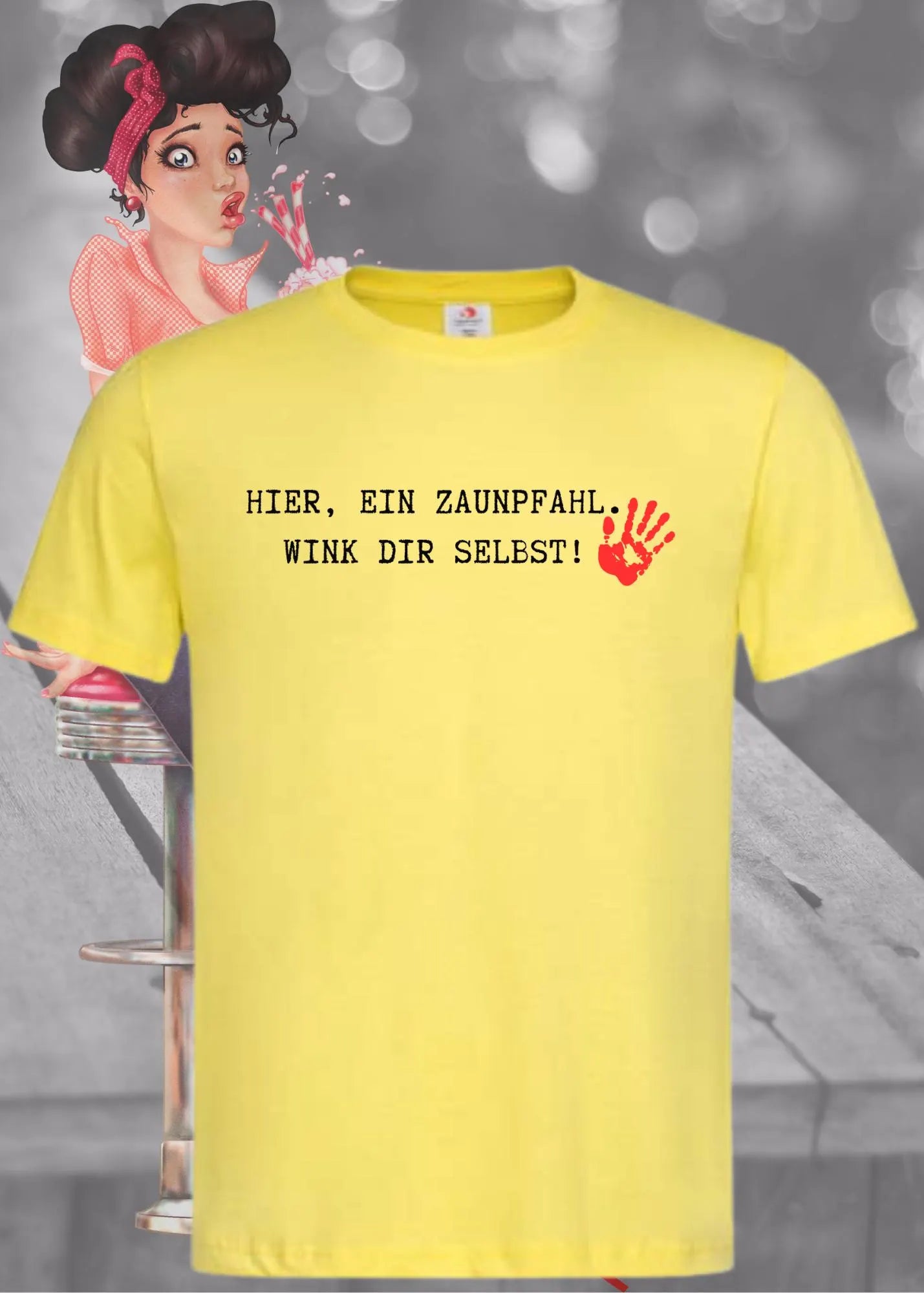 πͺ΅ Hier ein Zaunpfahl - wink Dir selbst! Witziges Spruch T-Shirt π