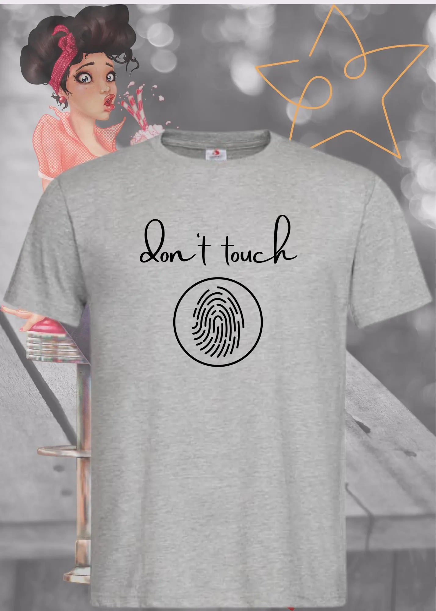 ๐ซ T-Shirt 'Don't touch Fingerprint' ๐ - Witziges Spruch-Shirt fรผr Grenzensetzer ๐